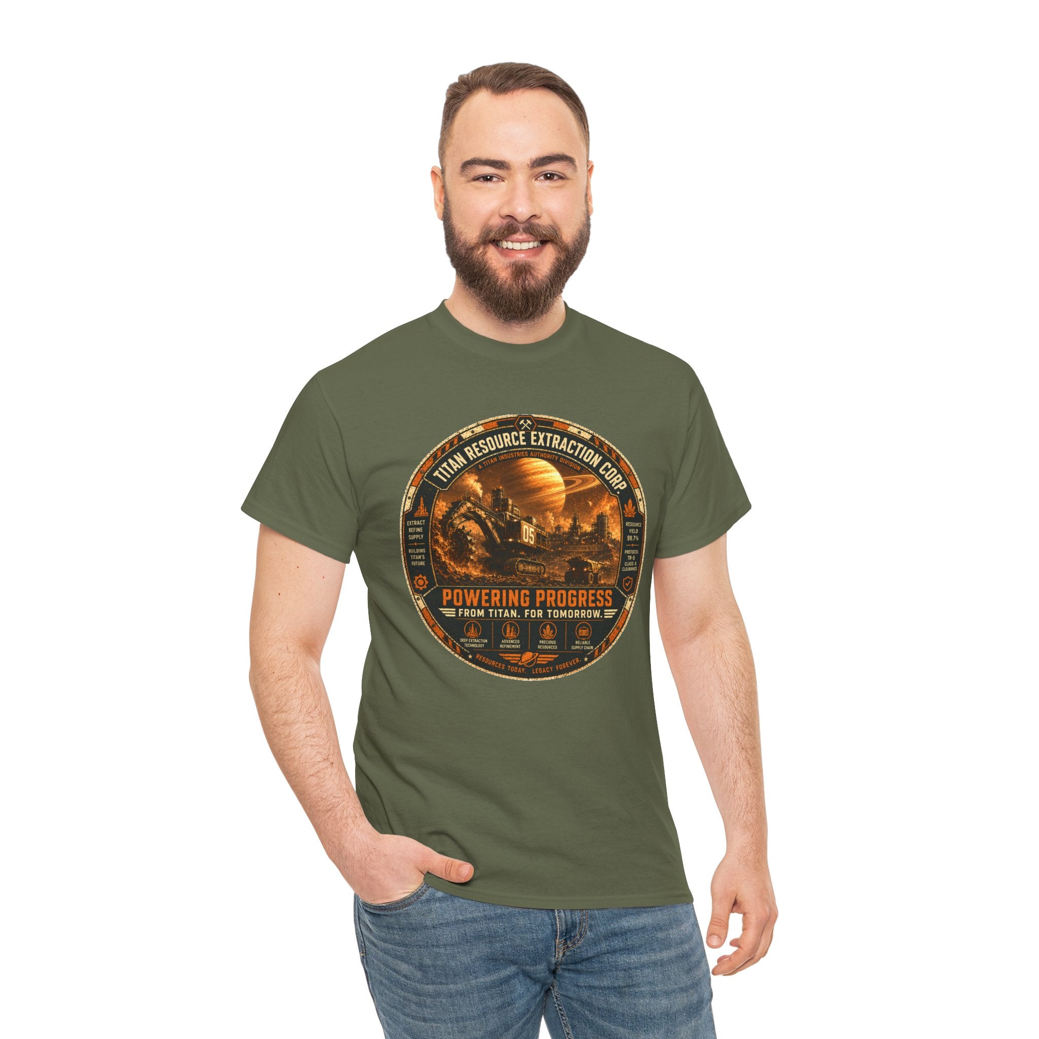 Titan Resource Extraction Corp T Shirt – Retro Sci Fi Space Mining Graphic Tee