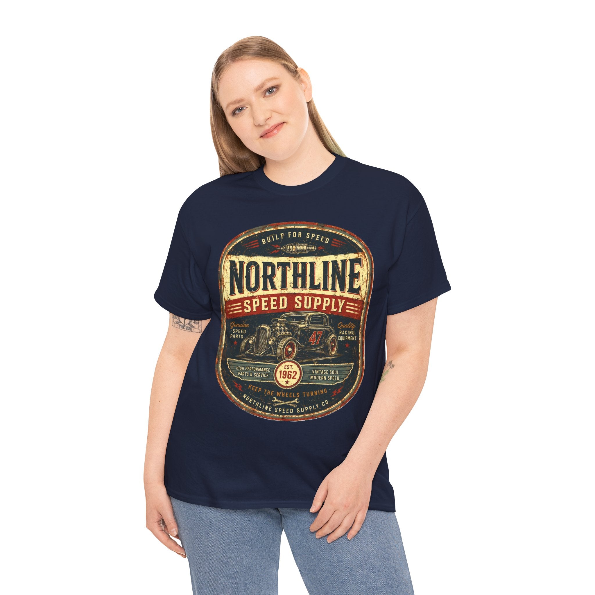 Northline Speed Supply Vintage Racing T-Shirt – Retro Hot Rod Automotive Graphic Tee for Car Enthusiasts