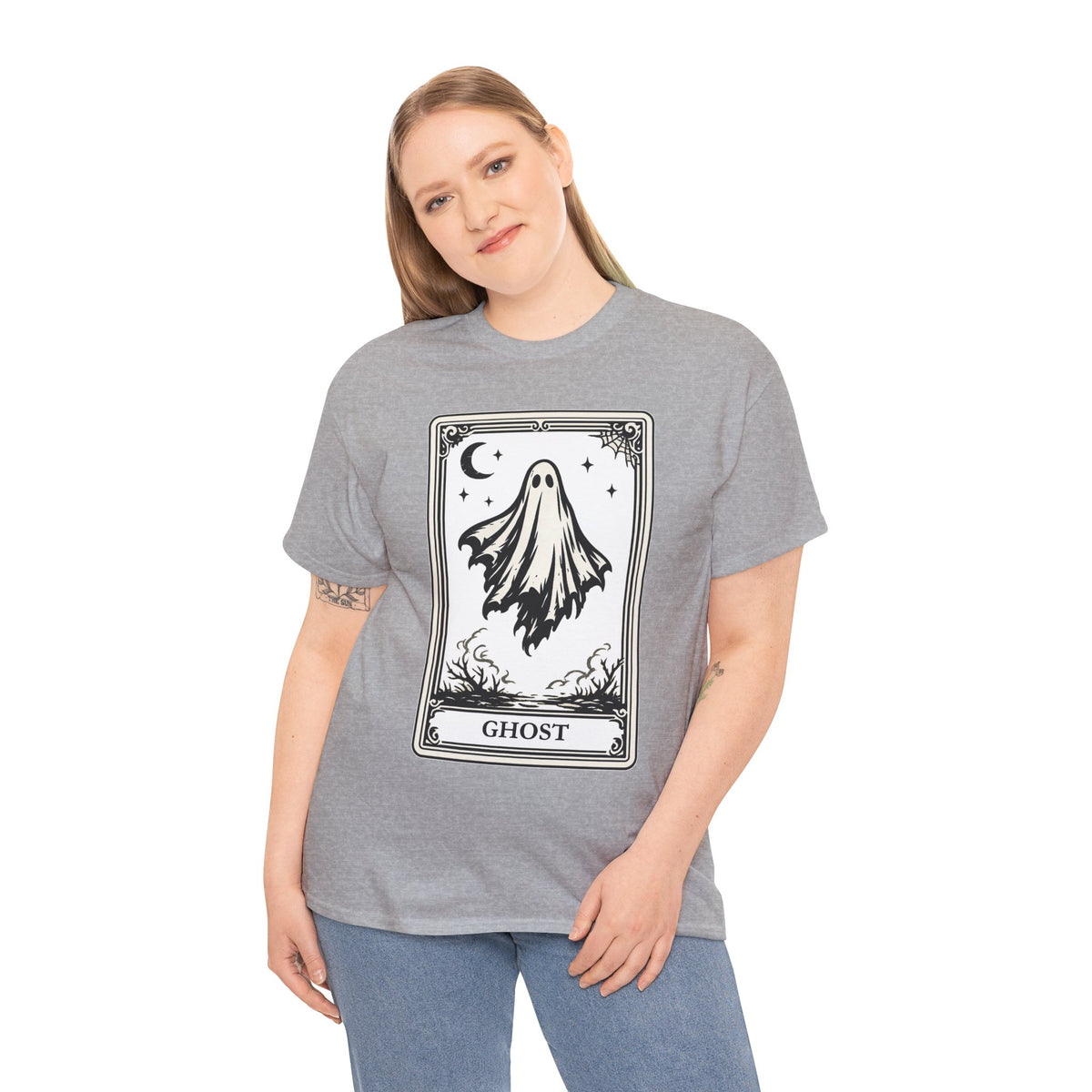 Ghost Tarot Card Halloween Graphic T-Shirt | WildOrbit