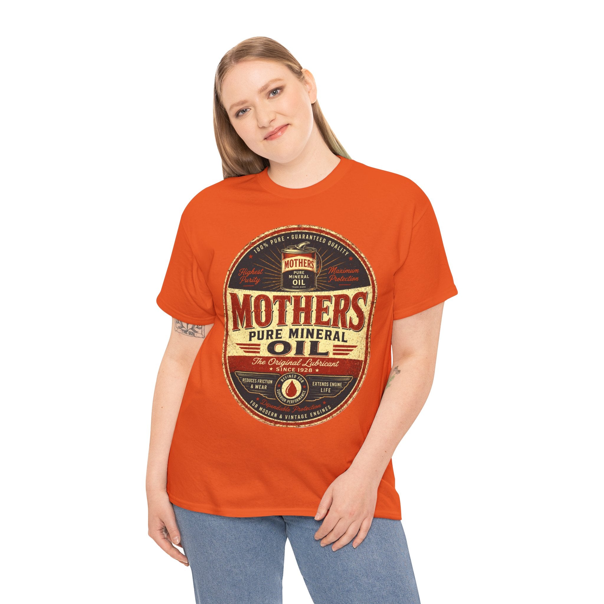 Mothers Pure Mineral Oil Vintage T Shirt – Retro Automotive Garage Graphic Tee for Car Enthusiasts