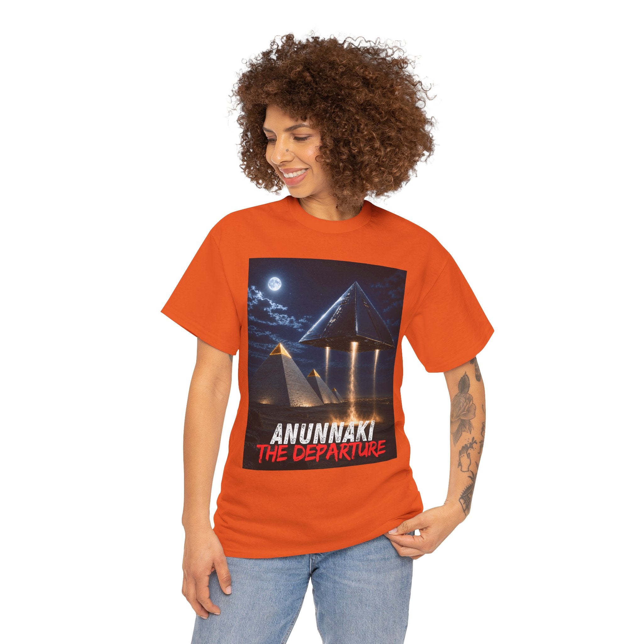 Anunnaki The Departure T-Shirt – Ancient Alien UFO Pyramid Sci-Fi Graphic Tee