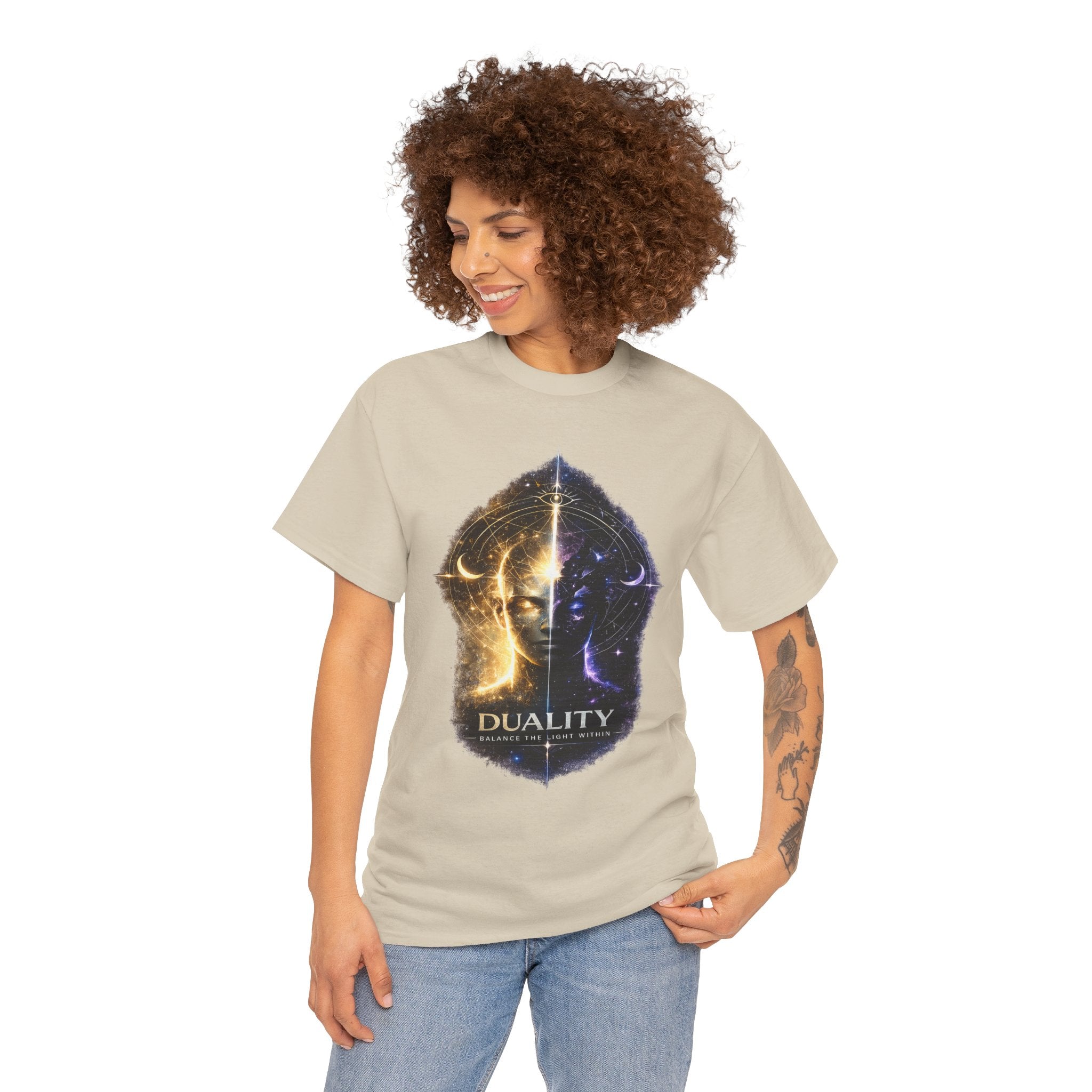 Duality Balance The Light Within T Shirt – Spiritual Meditation Cosmic Graphic Tee