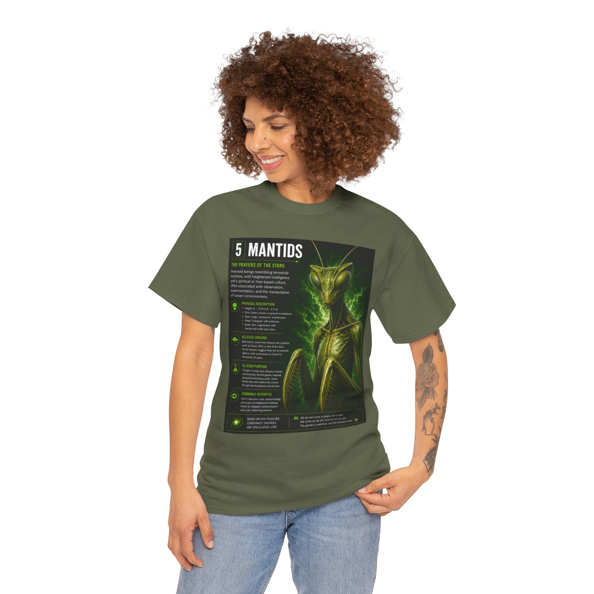Mantids Alien T-Shirt – Ancient Aliens Mantids Sci-Fi Graphic Tee for UFO & Paranormal Fans