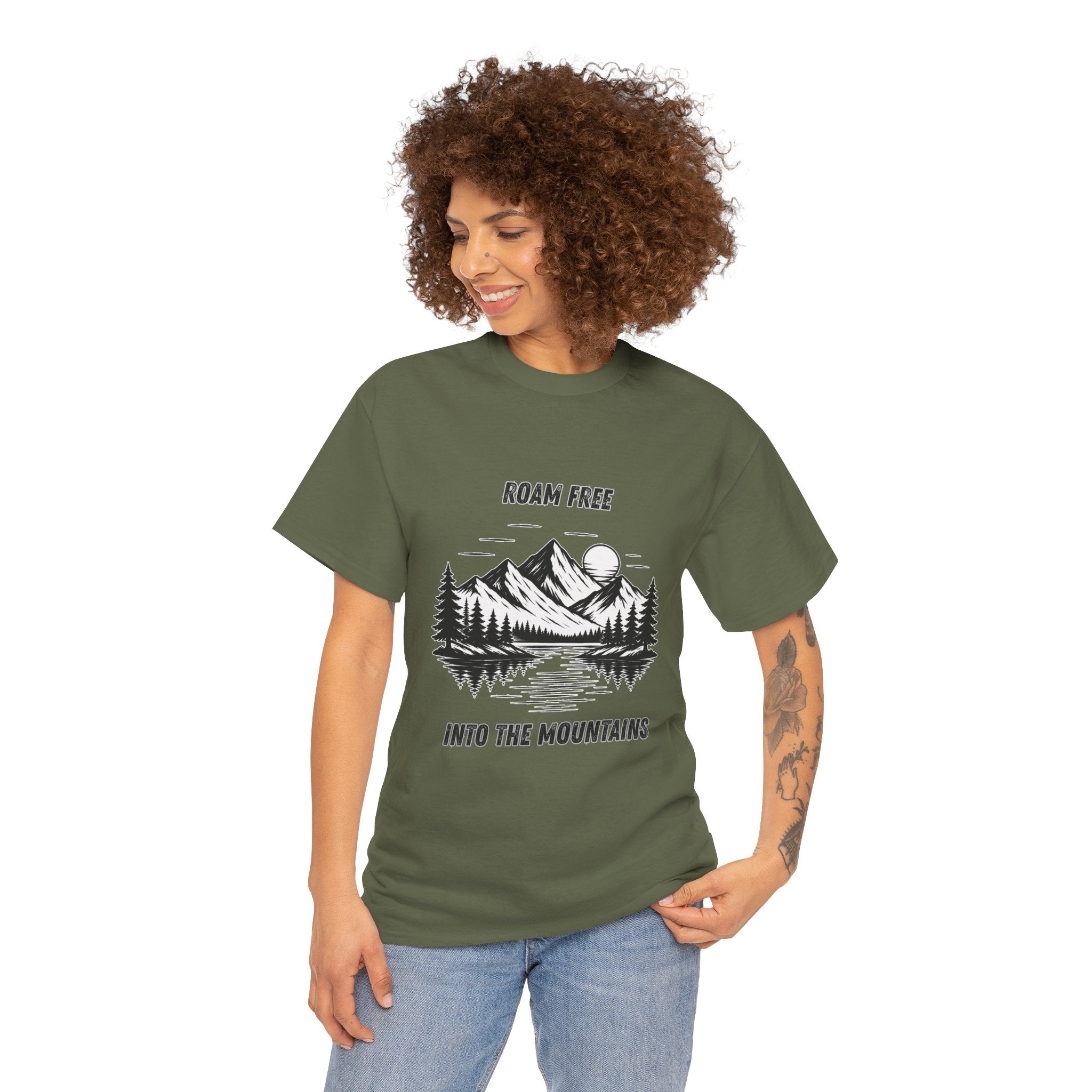Roam Free Into The Mountains T Shirt – Hiking Camping Mountain Adventure Graphic Tee
