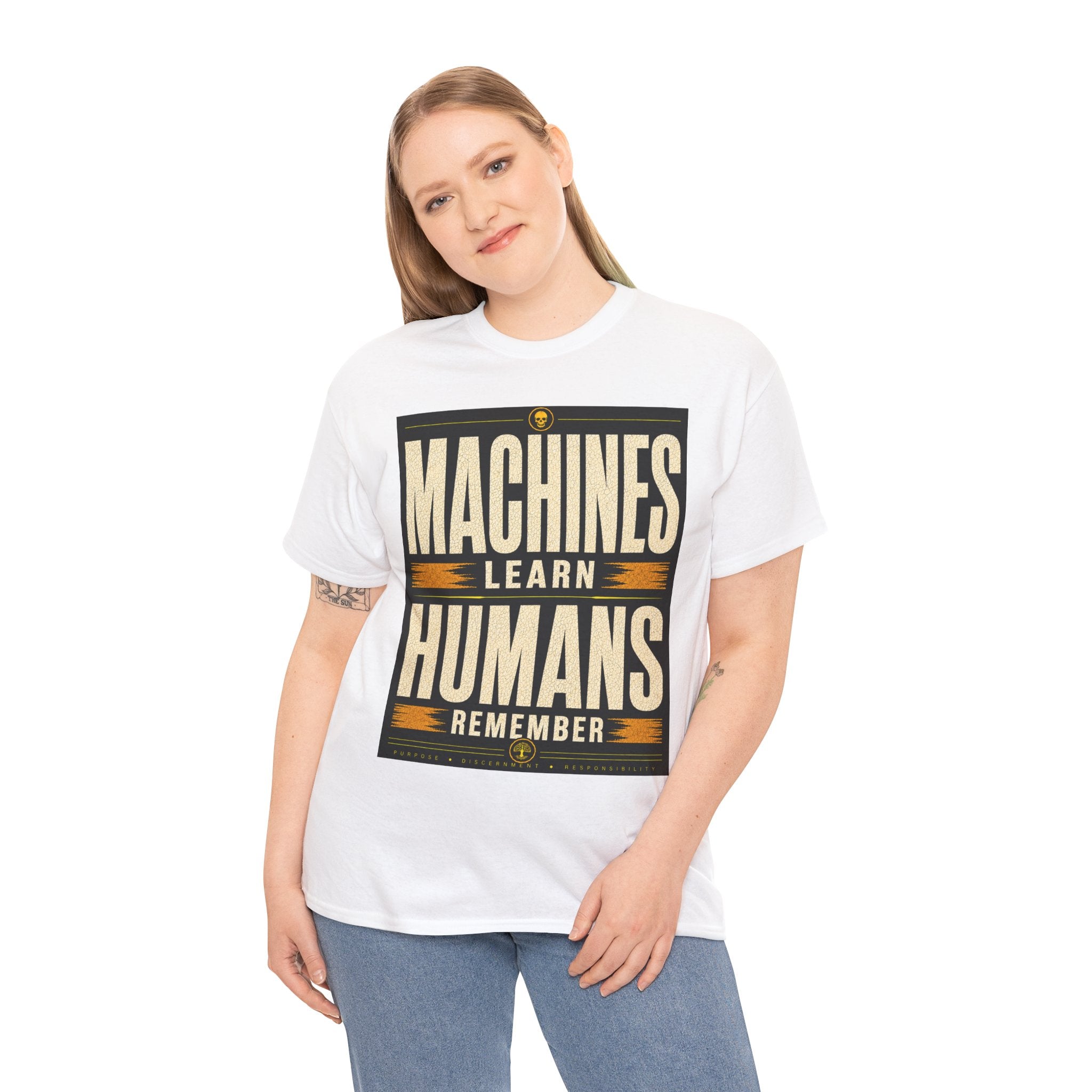 Machines Learn Humans Remember T Shirt – Retro AI Philosophy Graphic Tee