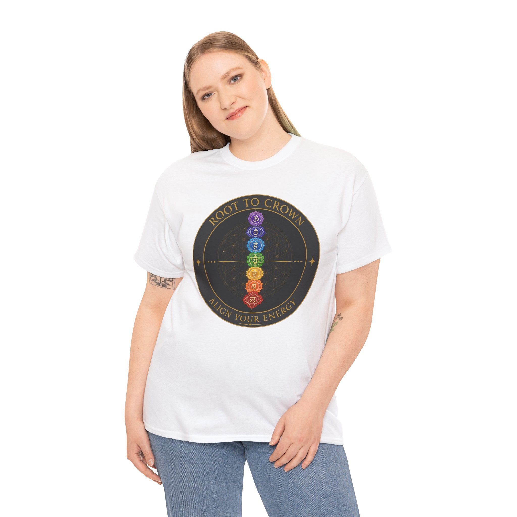 Root To Crown Chakra T-Shirt – Sacred Geometry Energy Alignment Graphic Tee