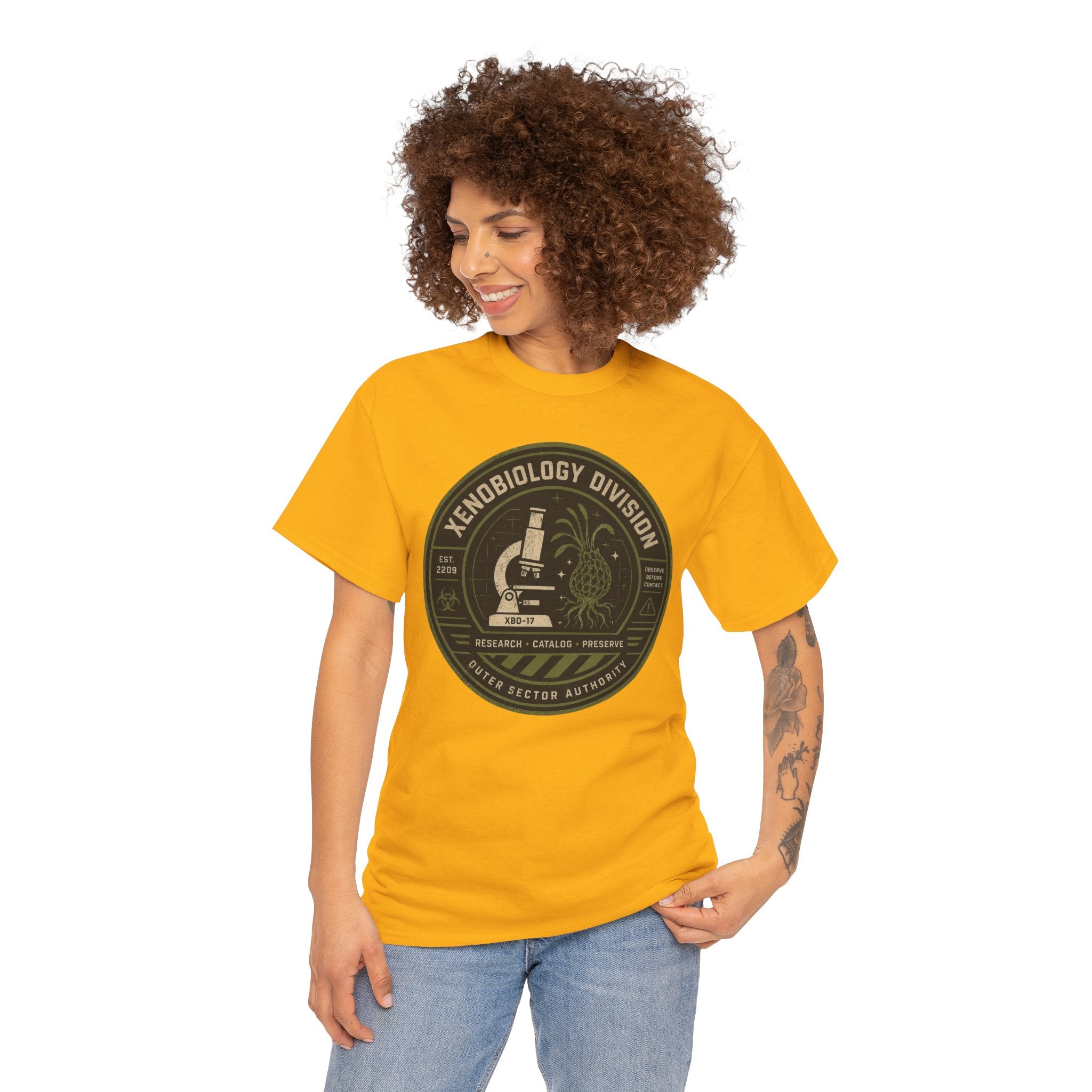 Xenobiology Division T Shirt – Retro Sci Fi Microbiology Research Graphic Tee