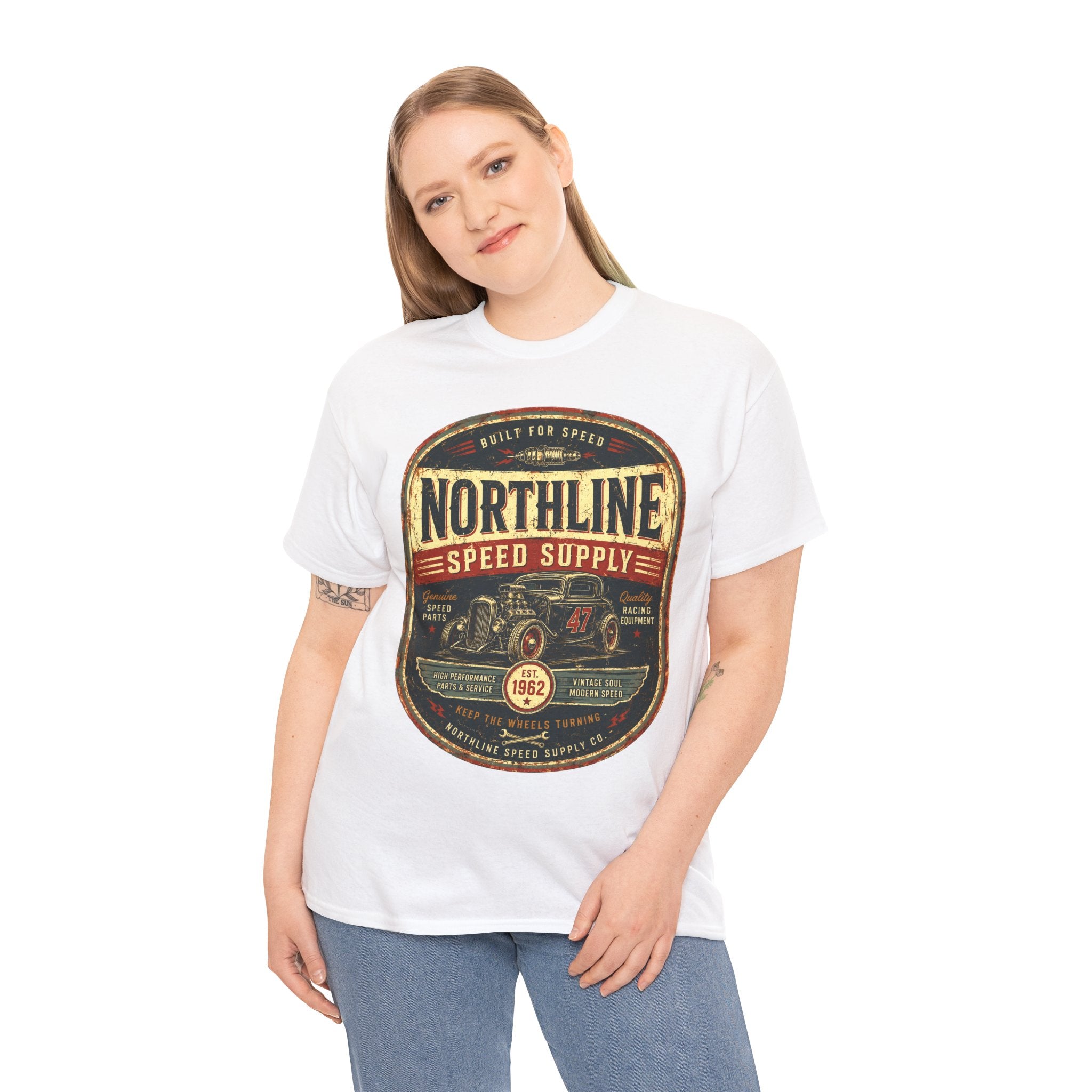 Northline Speed Supply Vintage Racing T-Shirt – Retro Hot Rod Automotive Graphic Tee for Car Enthusiasts