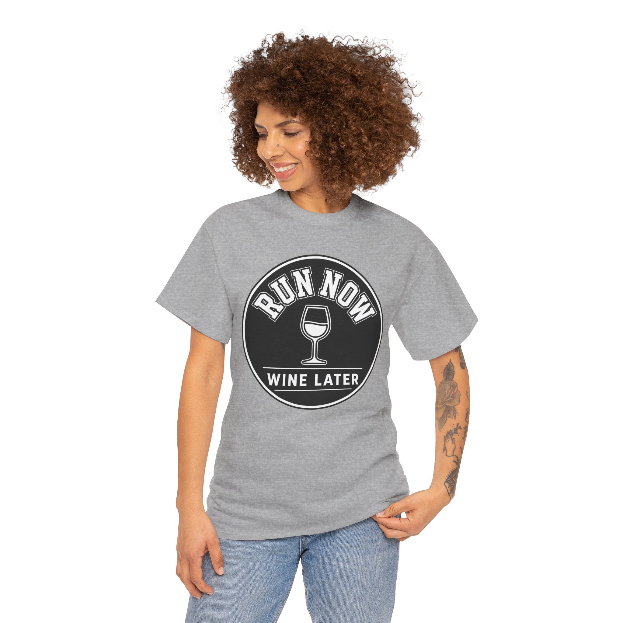 Run Now Wine Later T-Shirt – Funny Running Graphic Tee for Wine Lovers