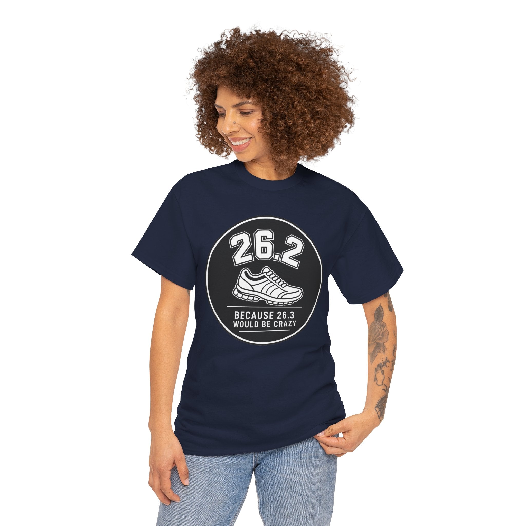 26.2 Roundal Because 26.3 Would Be Crazy T-Shirt – Funny Marathon Runner Graphic Tee