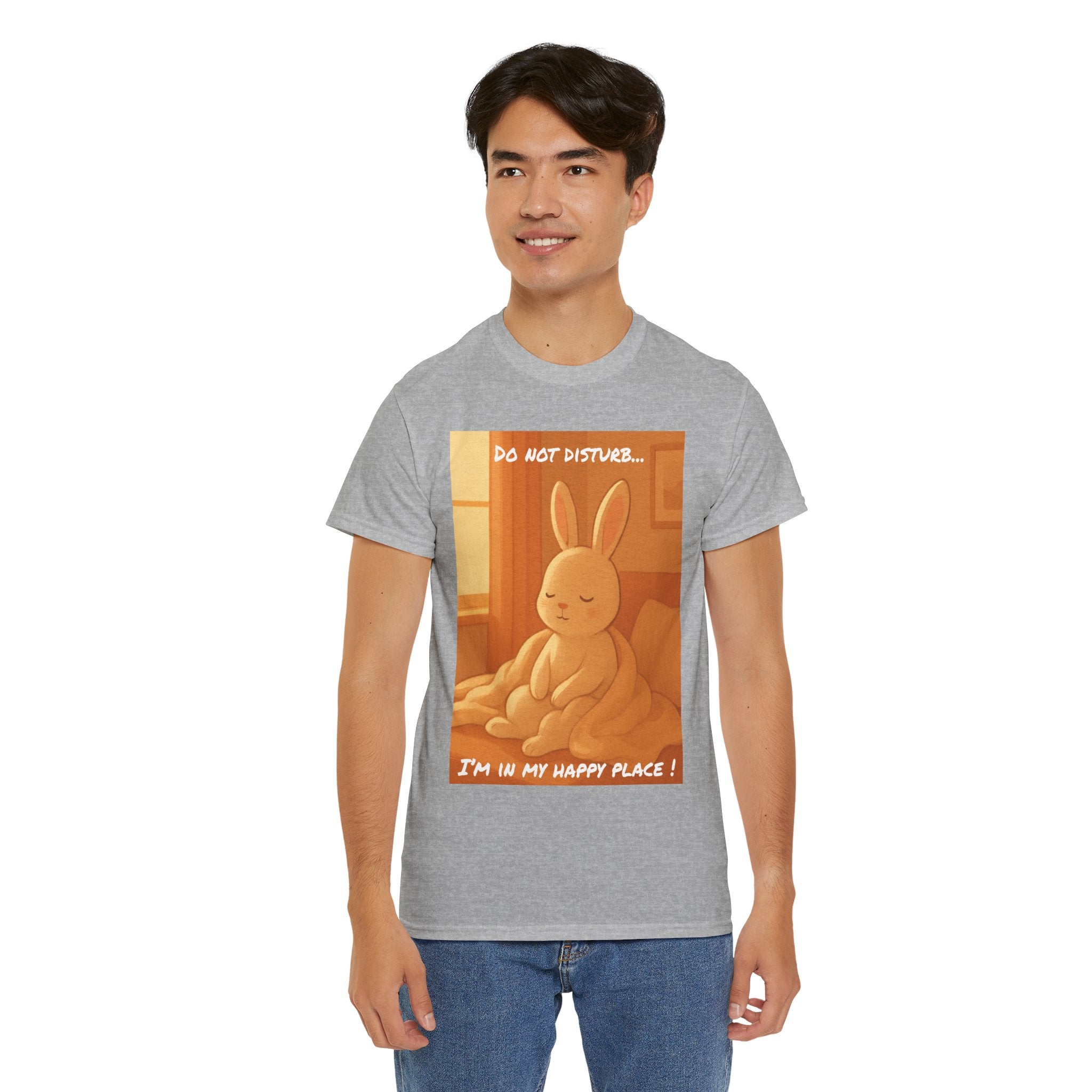 Funny Bunny Meditating T Shirt – Do Not Disturb, I’m In My Happy Place Cute Rabbit Tee