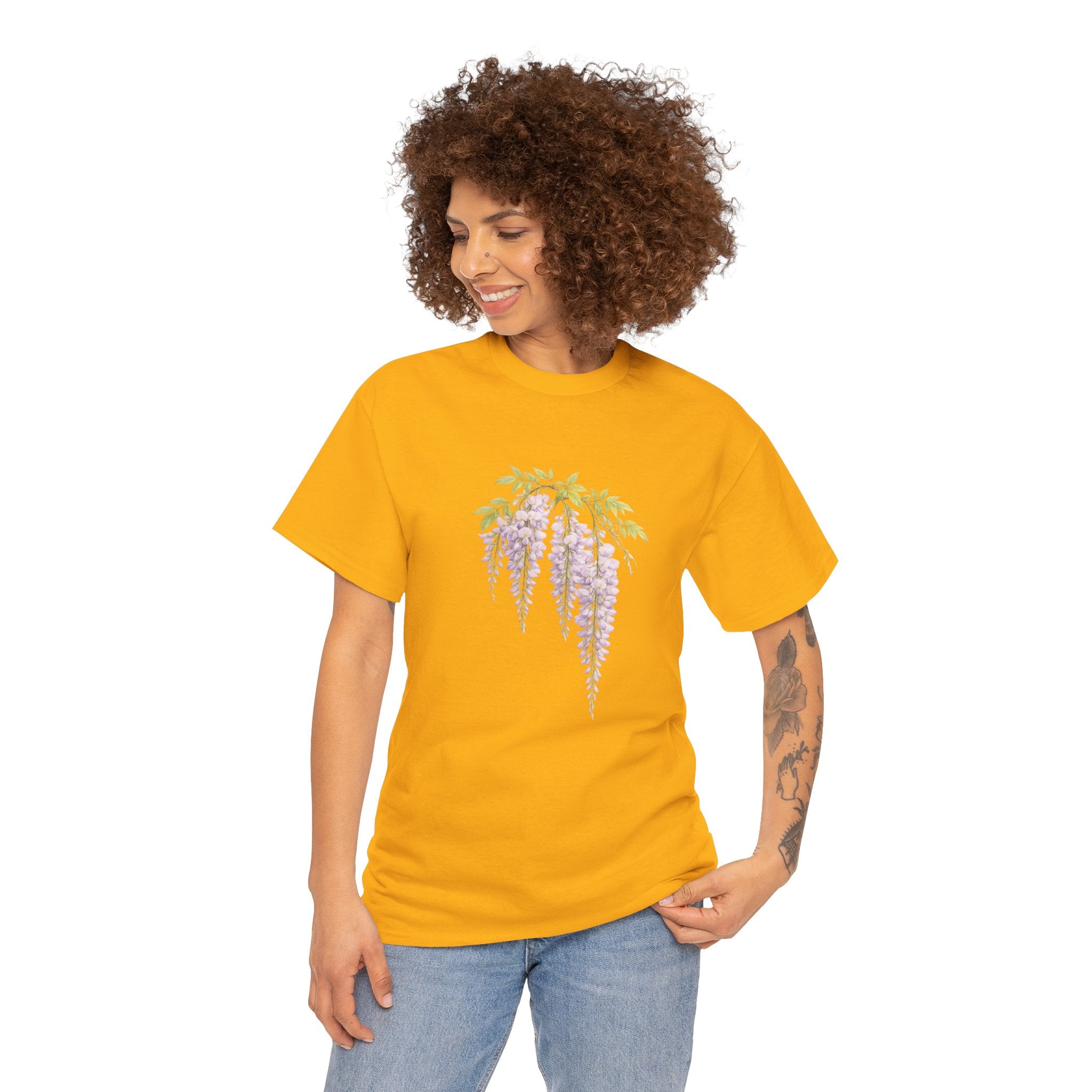 Wisteria Blossom Floral T Shirt – Vintage Botanical Hanging Purple Flower Graphic Tee