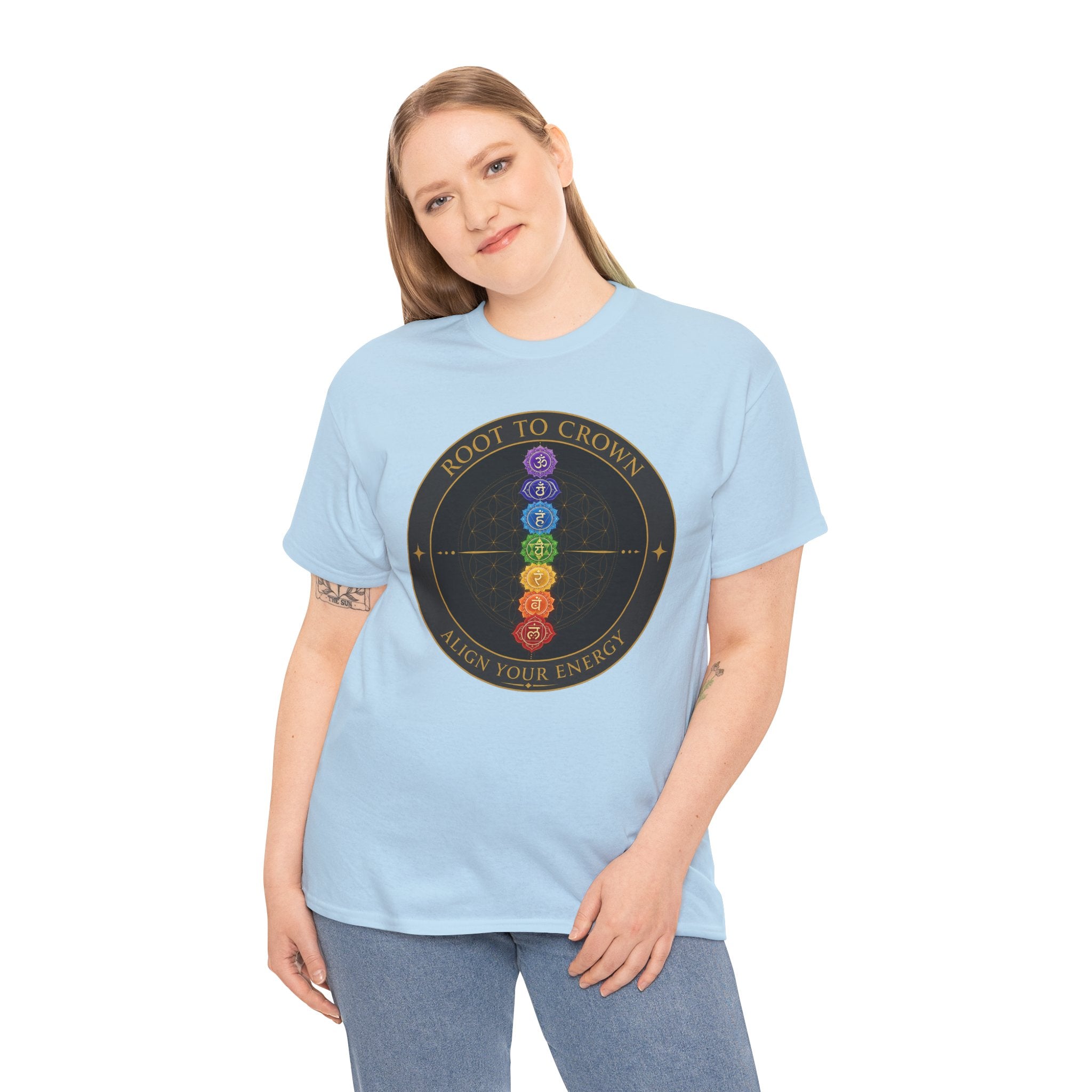 Root To Crown Chakra T-Shirt – Sacred Geometry Energy Alignment Graphic Tee