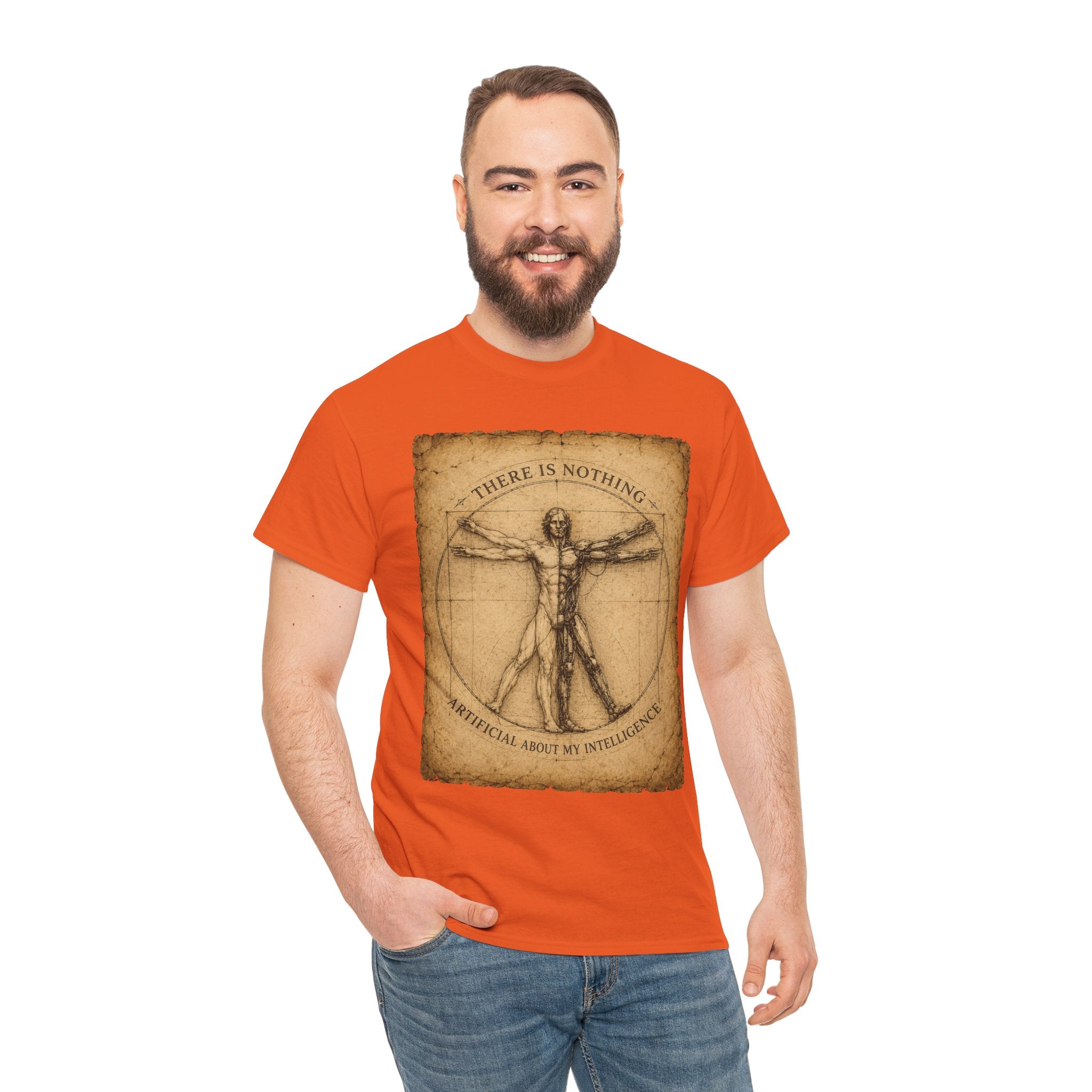 Vitruvian Intelligence T Shirt – There Is Nothing Artificial About My Intelligence Retro Philosophy Tee