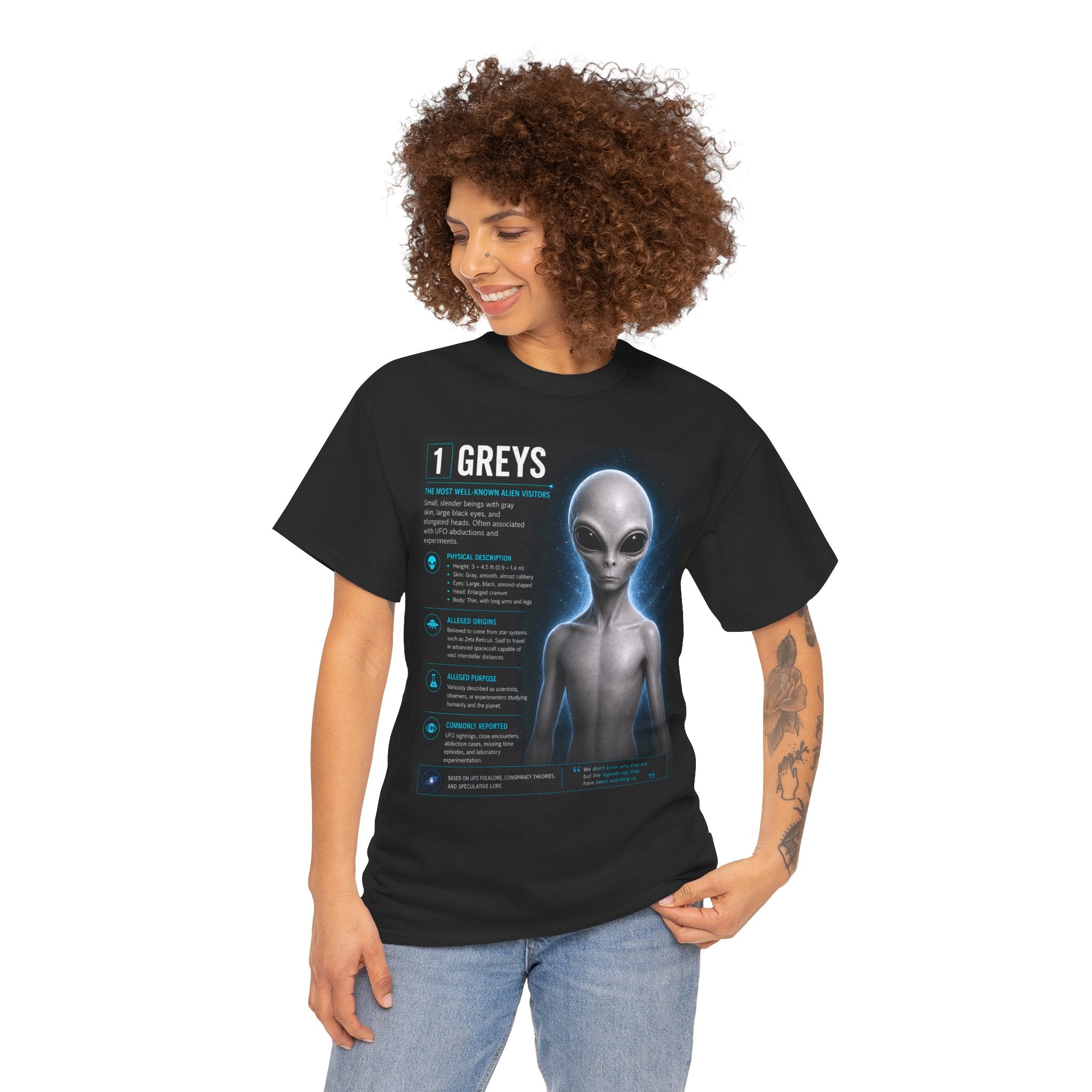 Grey Alien Species Guide T-Shirt – Vintage UFO Conspiracy Graphic Tee | Ancient Aliens Shirt