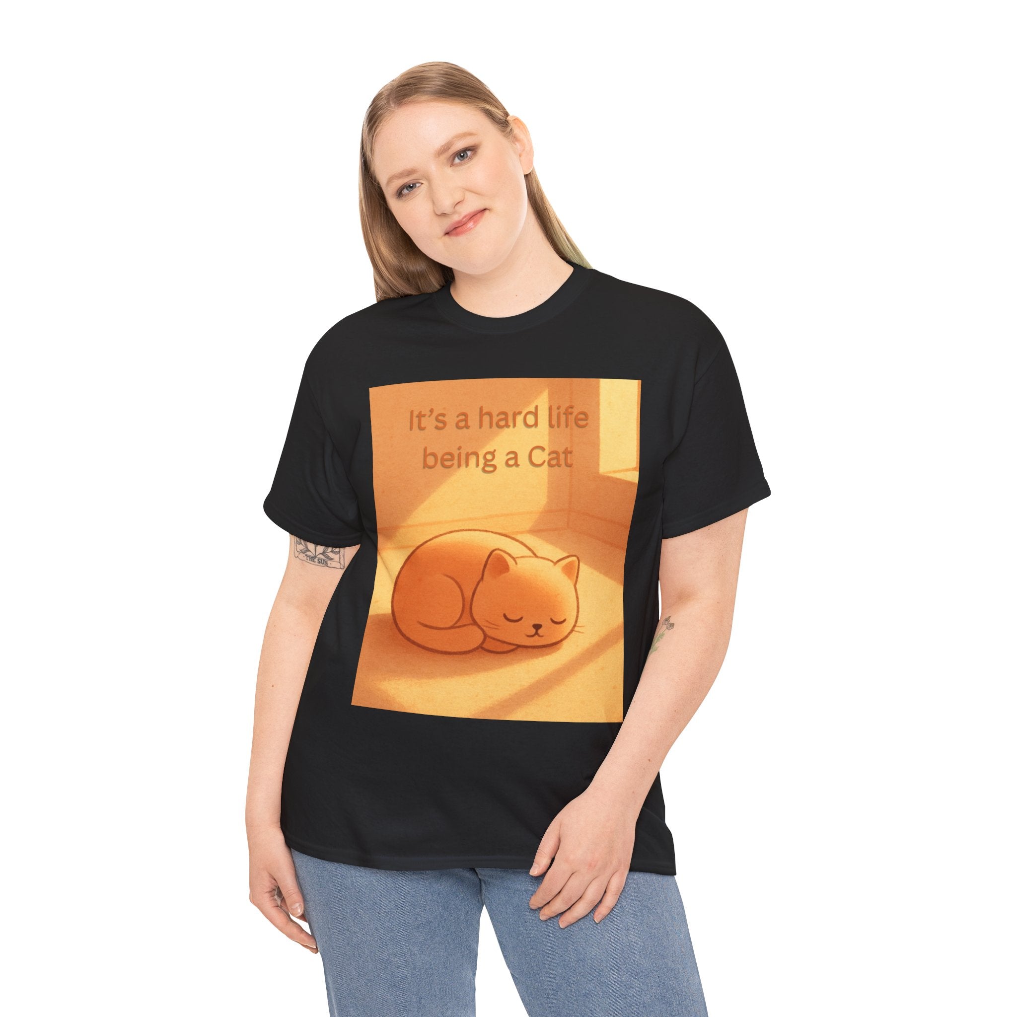 Funny Sleeping Cat T Shirt – It’s a Hard Life Being a Cat Cozy Cat Graphic Tee