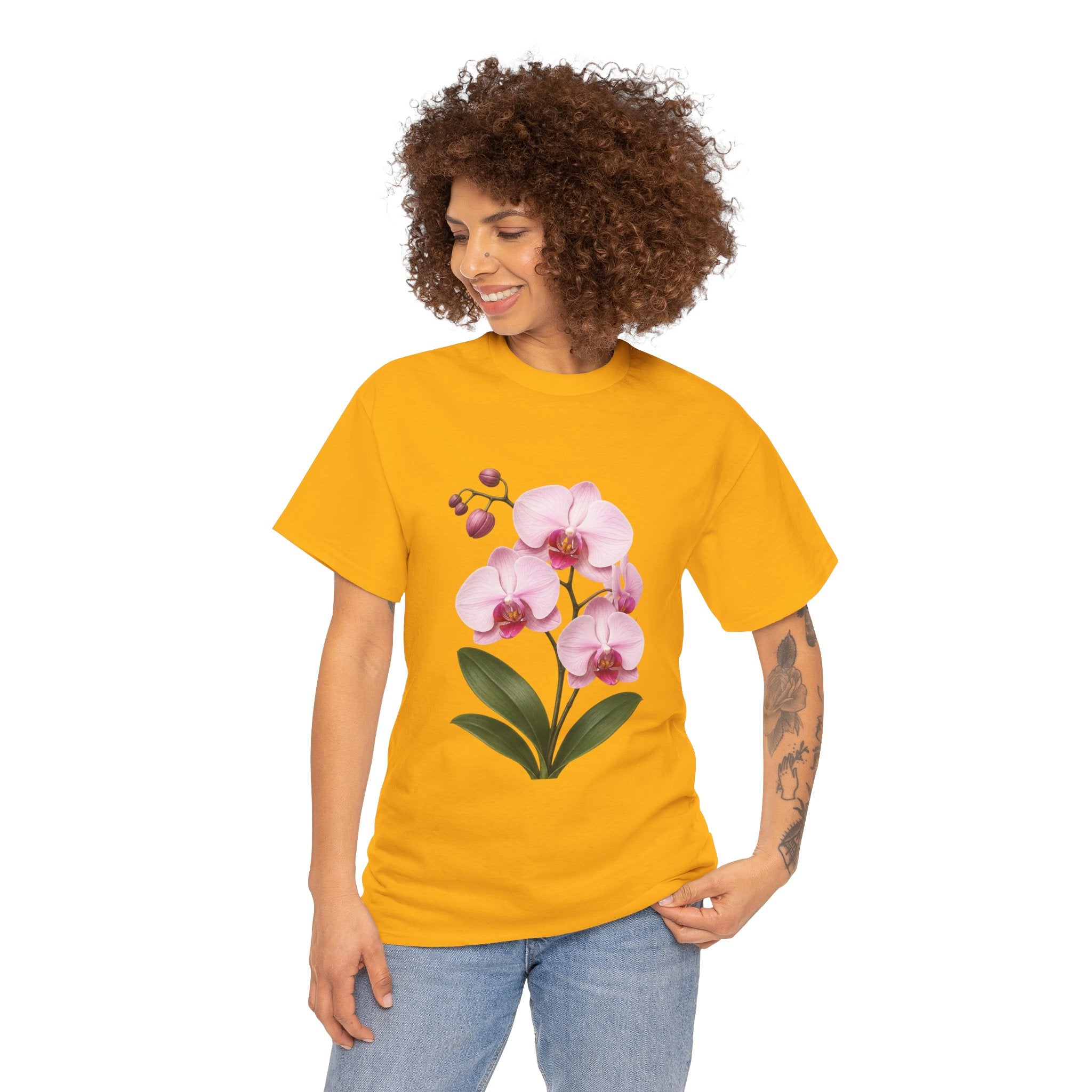 Pink Orchid Flower T Shirt – Elegant Botanical Floral Graphic Tee for Nature Lovers