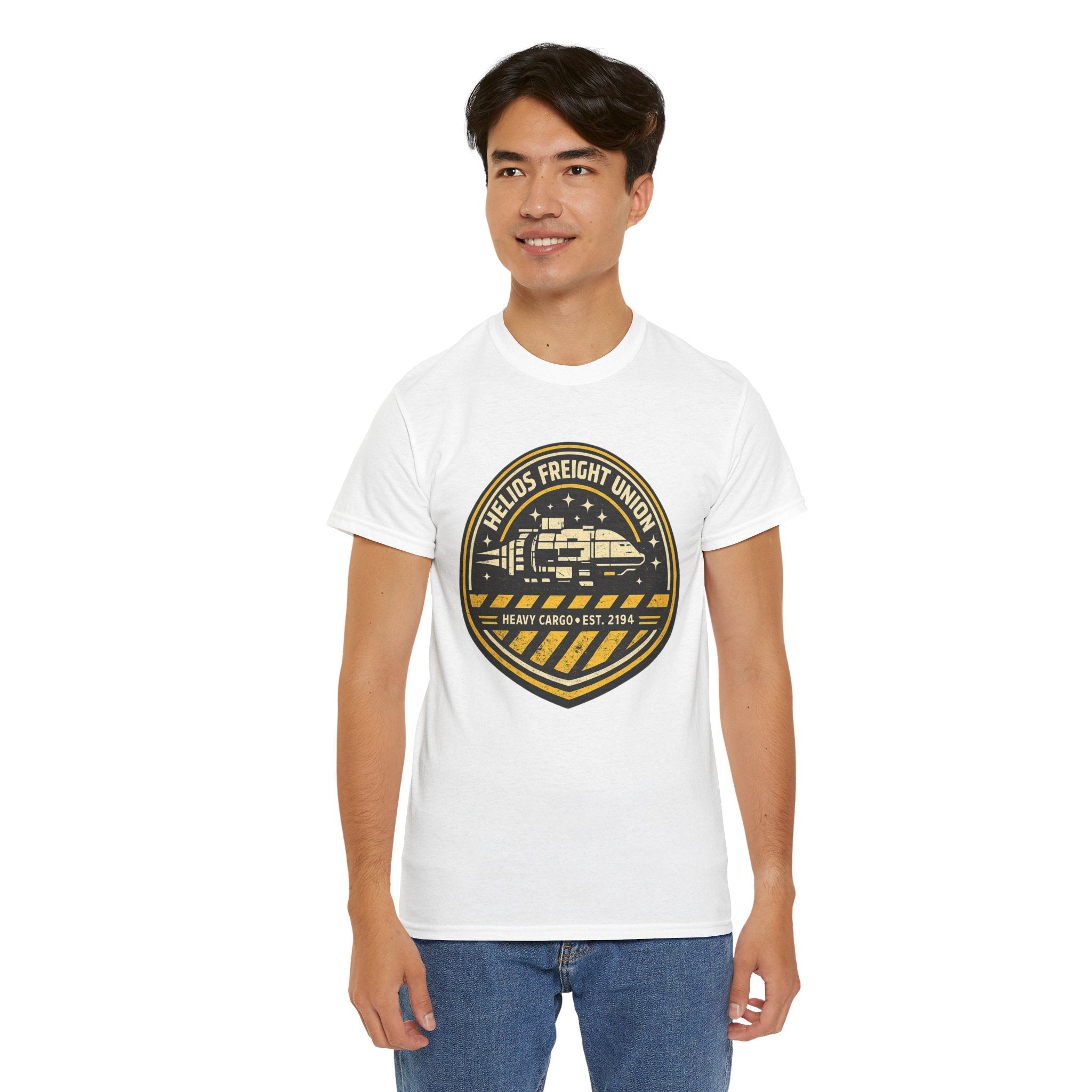 Helios Freight Union Freighter Crew T Shirt – Retro Sci Fi Cargo Ship Graphic Tee