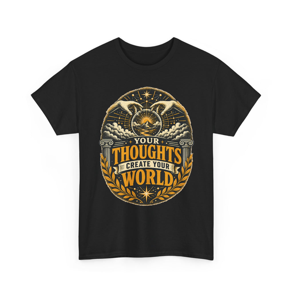 Your Thoughts Create Your World Creation Hands Philosophy Emblem T-Shirt
