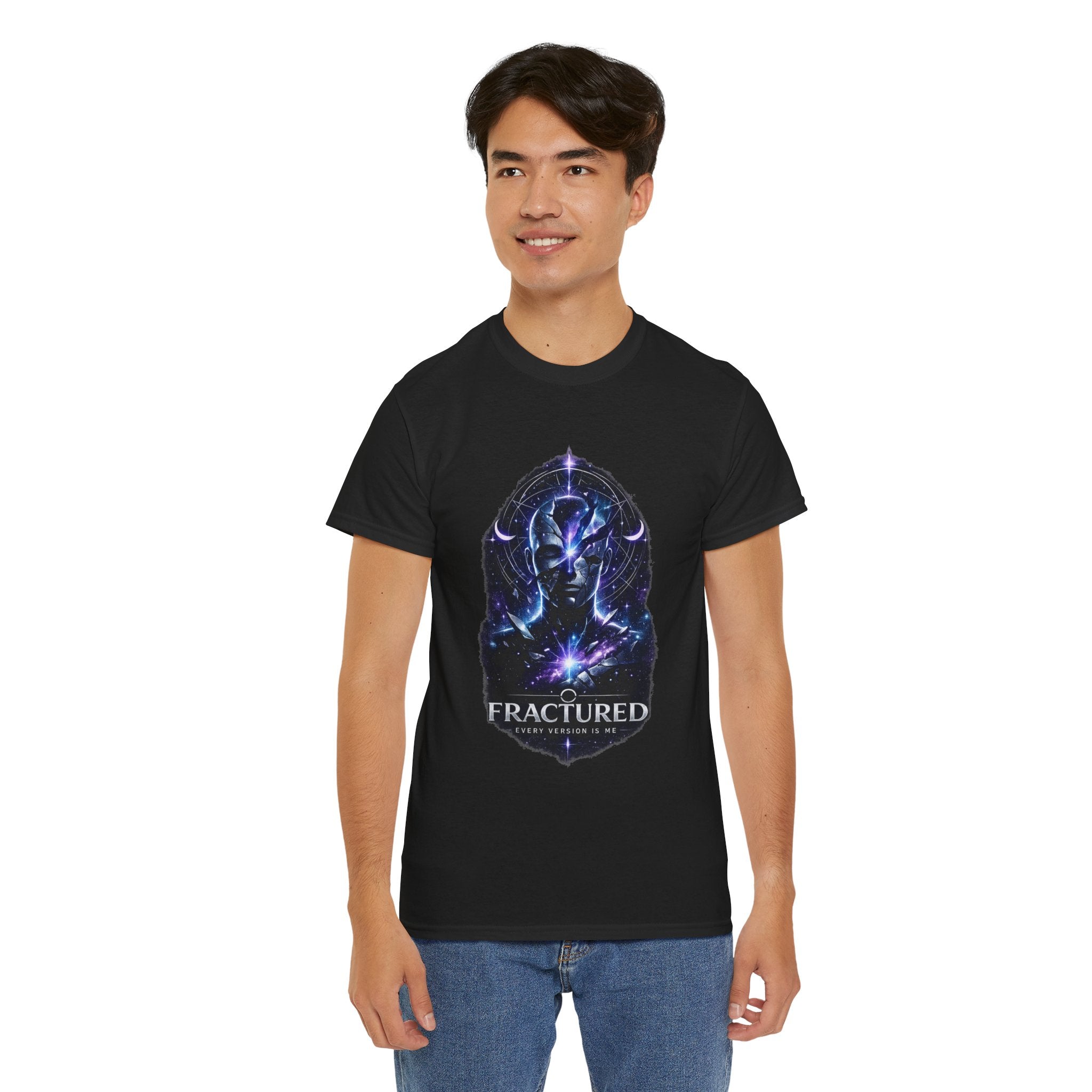 Fractured Cosmic Meditation Shirt – Dark Spiritual Galaxy Graphic T Shirt