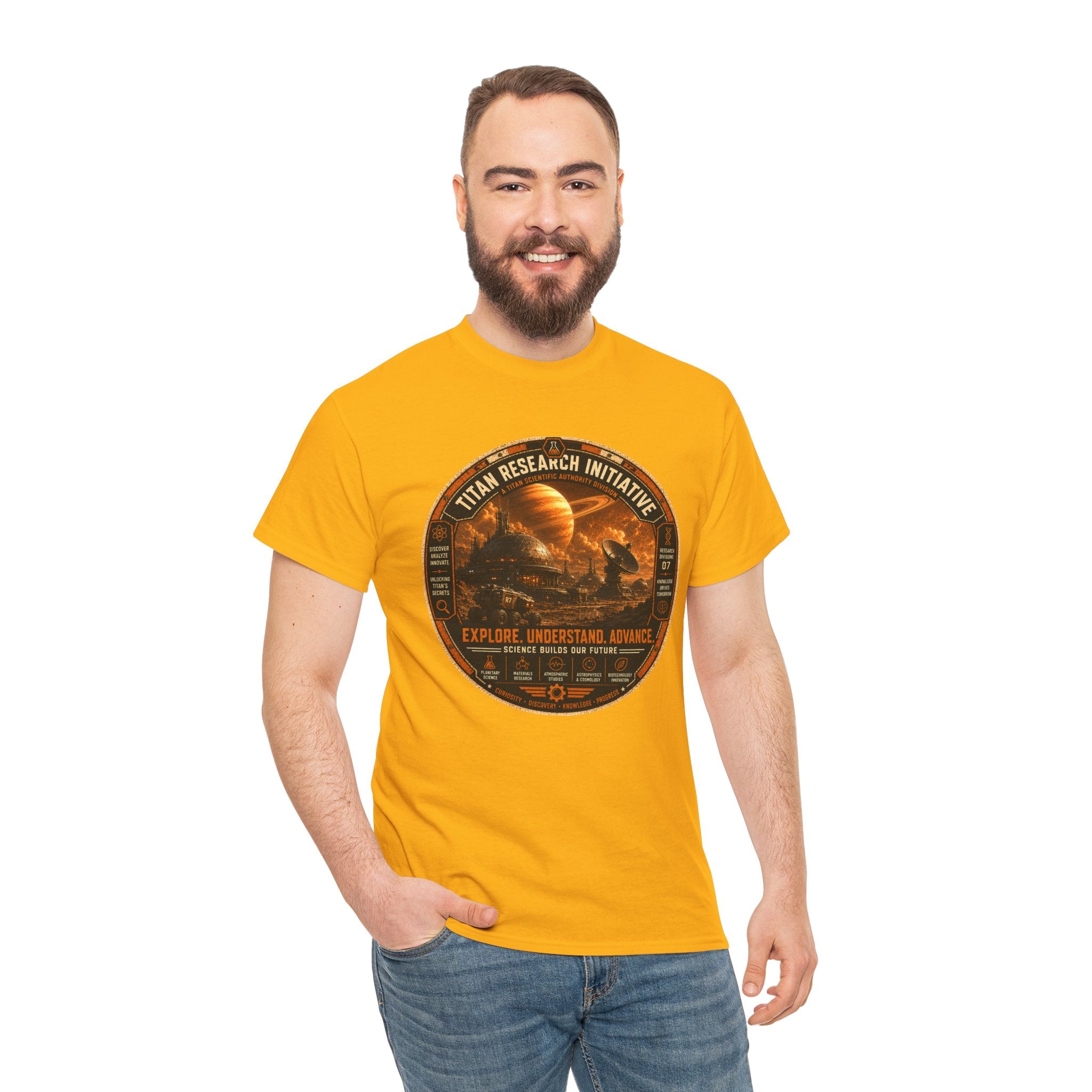 Titan Research Initiative T Shirt – Retro Sci Fi Space Exploration Graphic Tee
