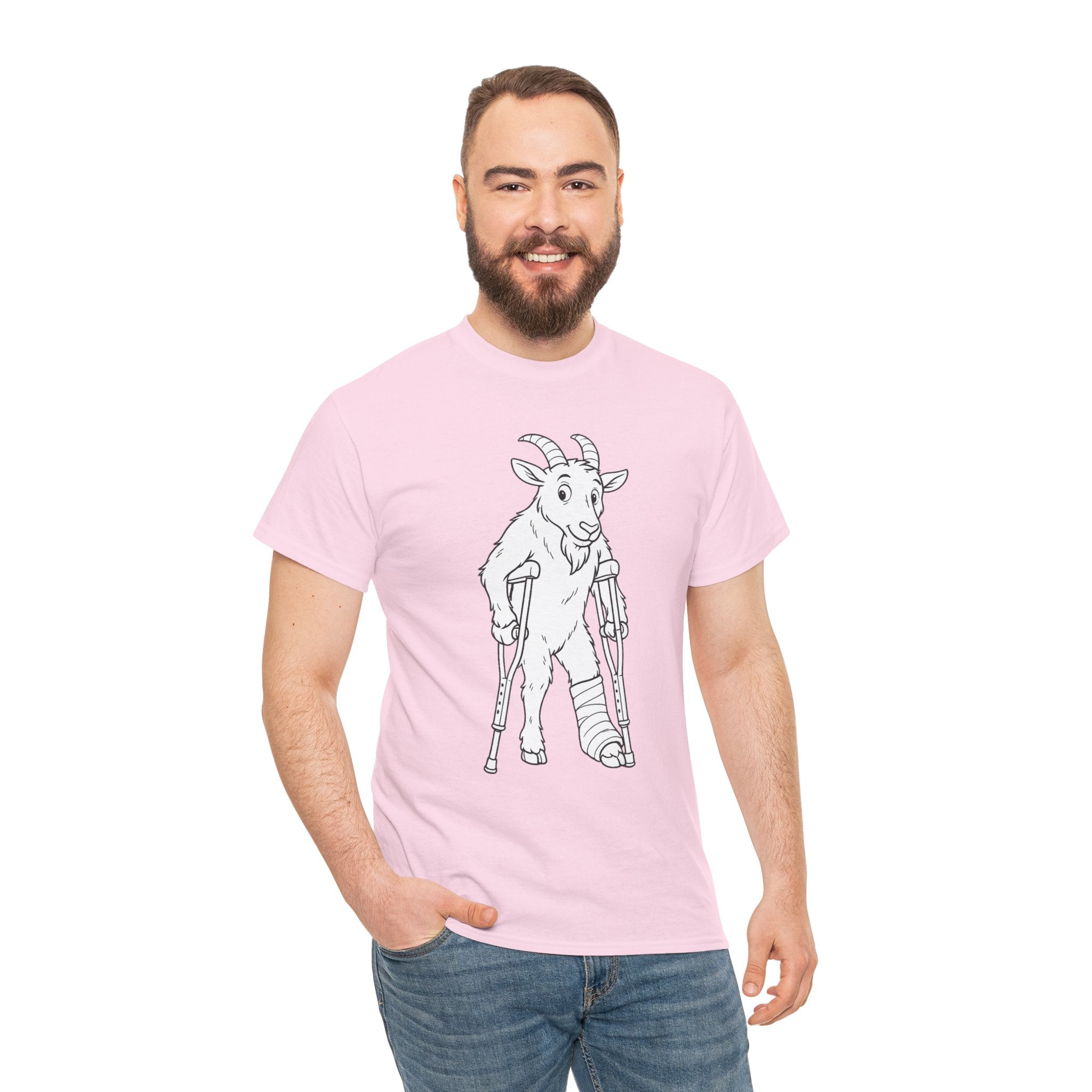 Funny Goat on Crutches T Shirt – Cute Hiking & Camping Graphic Tee for Outdoor Lovers