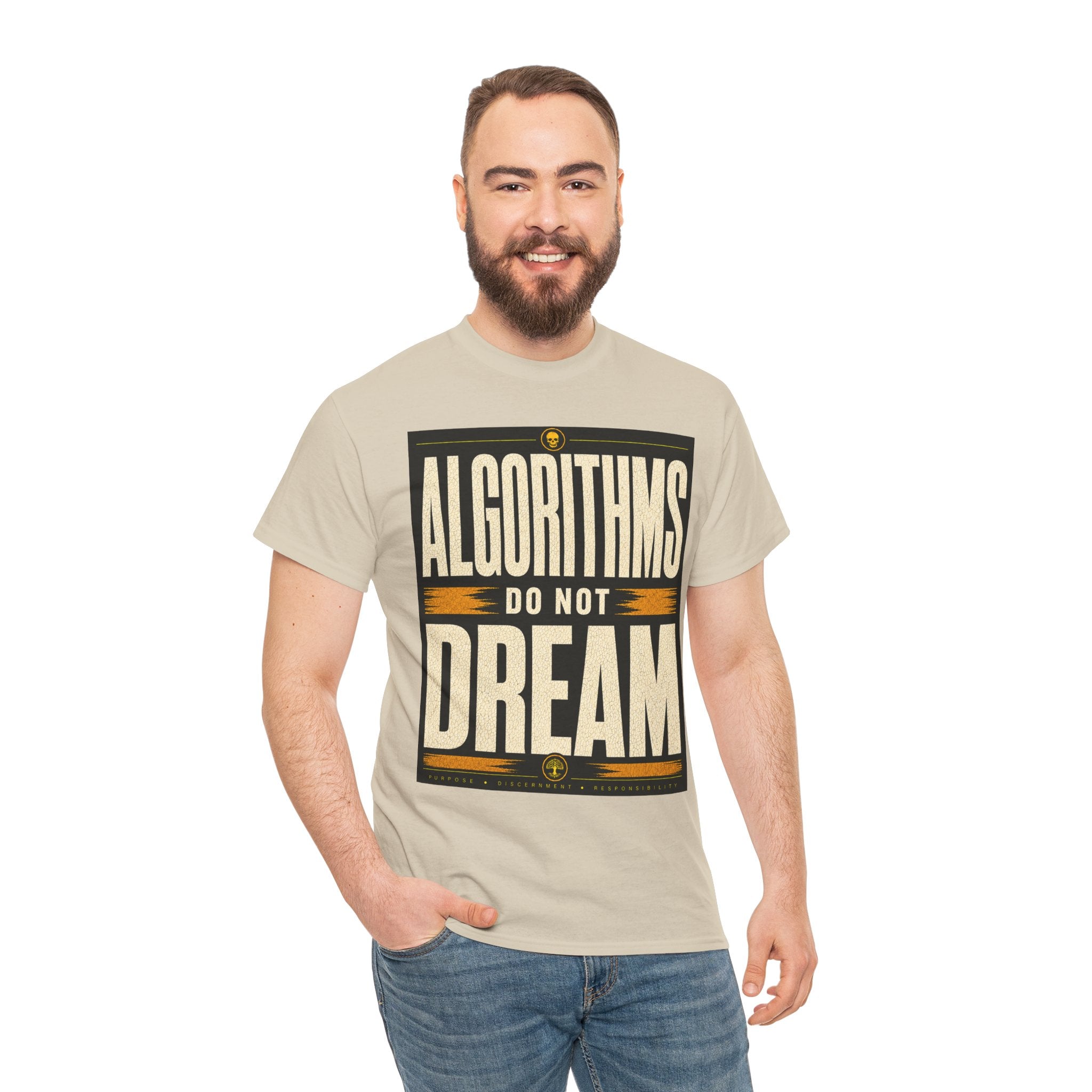 Algorithms Do Not Dream T Shirt – Retro AI Philosophy Graphic Tee