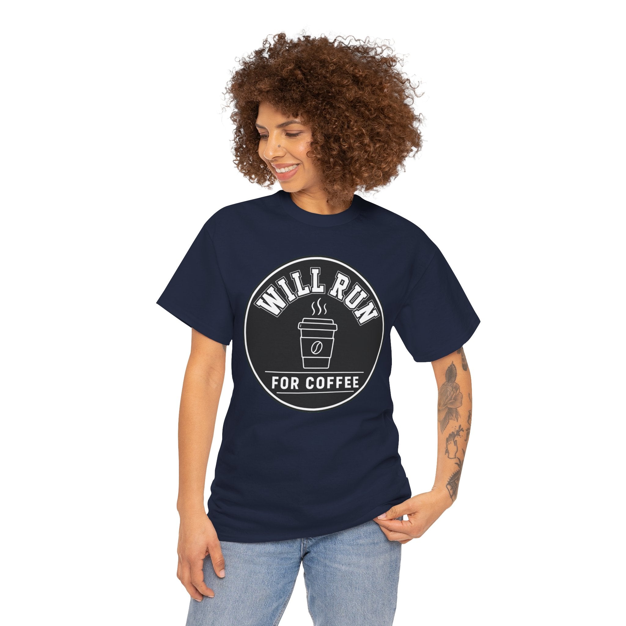 Will Run For Coffee T-Shirt – Funny Coffee Lover Running Graphic Tee