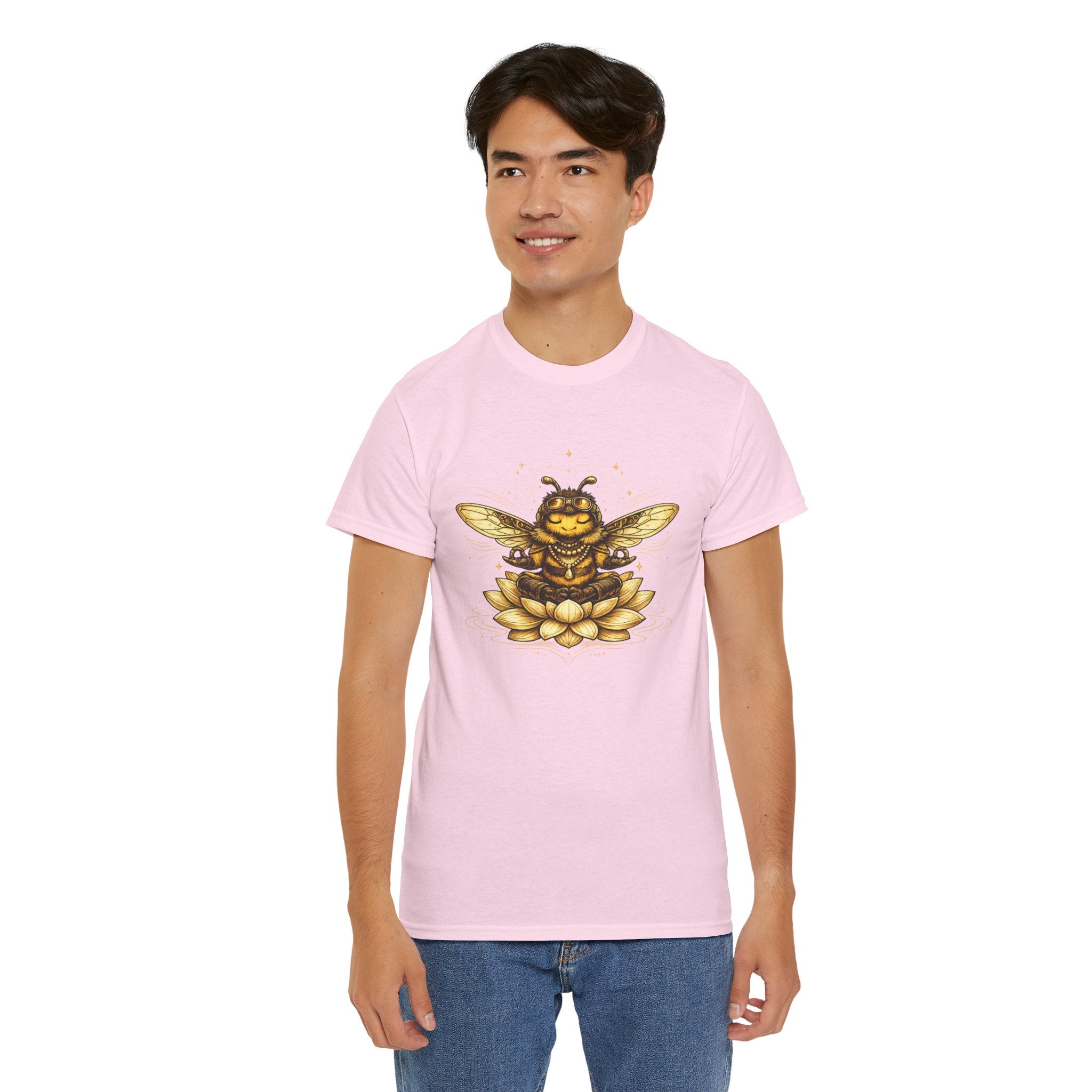 Zen Bee Lotus T Shirt – Golden Meditation Bee Graphic Tee
