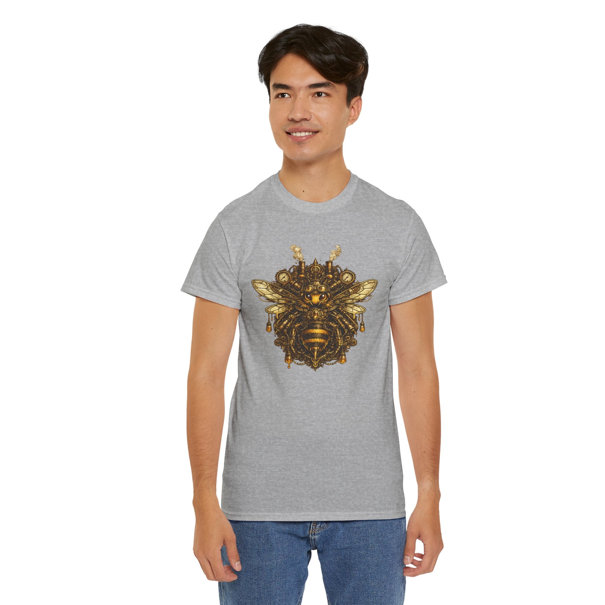 Steampunk Bee Mandala T Shirt – Vintage Mechanical Honeybee Graphic Tee
