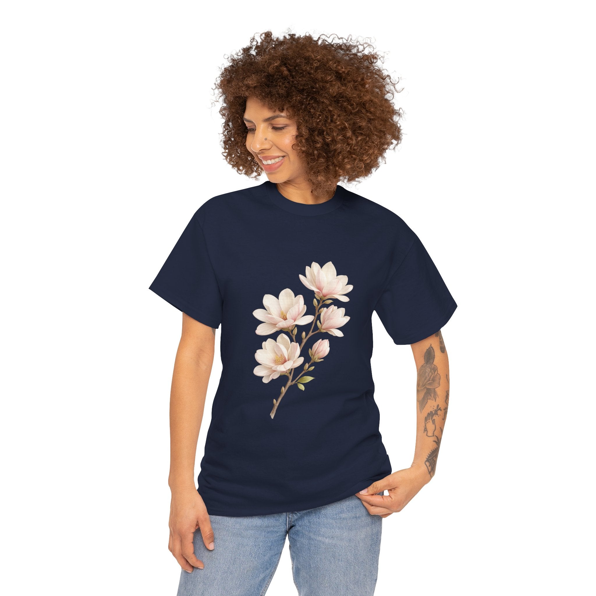 Magnolia Blossom Floral T Shirt – Vintage Botanical Flower Graphic Tee for Nature Lovers