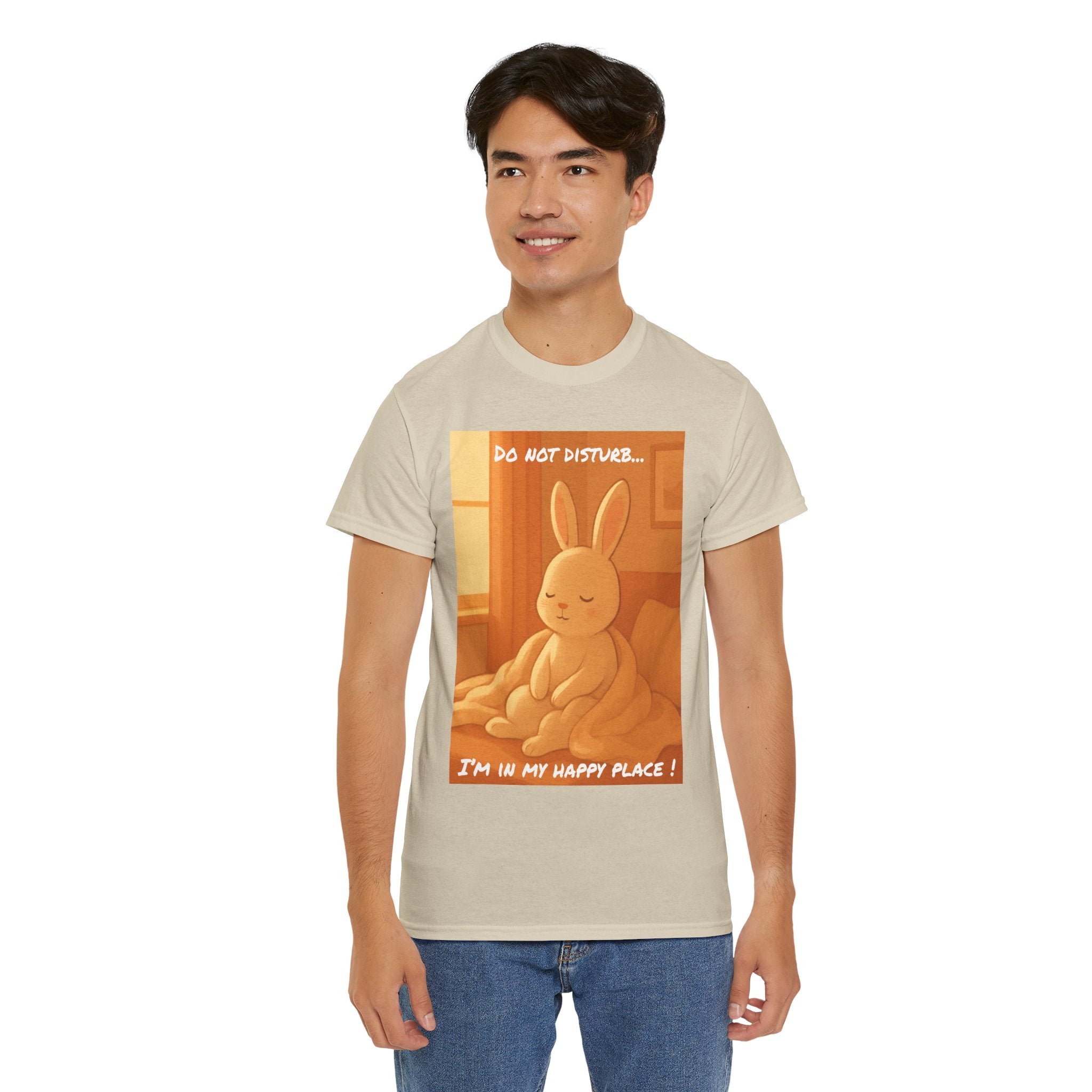 Funny Bunny Meditating T Shirt – Do Not Disturb, I’m In My Happy Place Cute Rabbit Tee