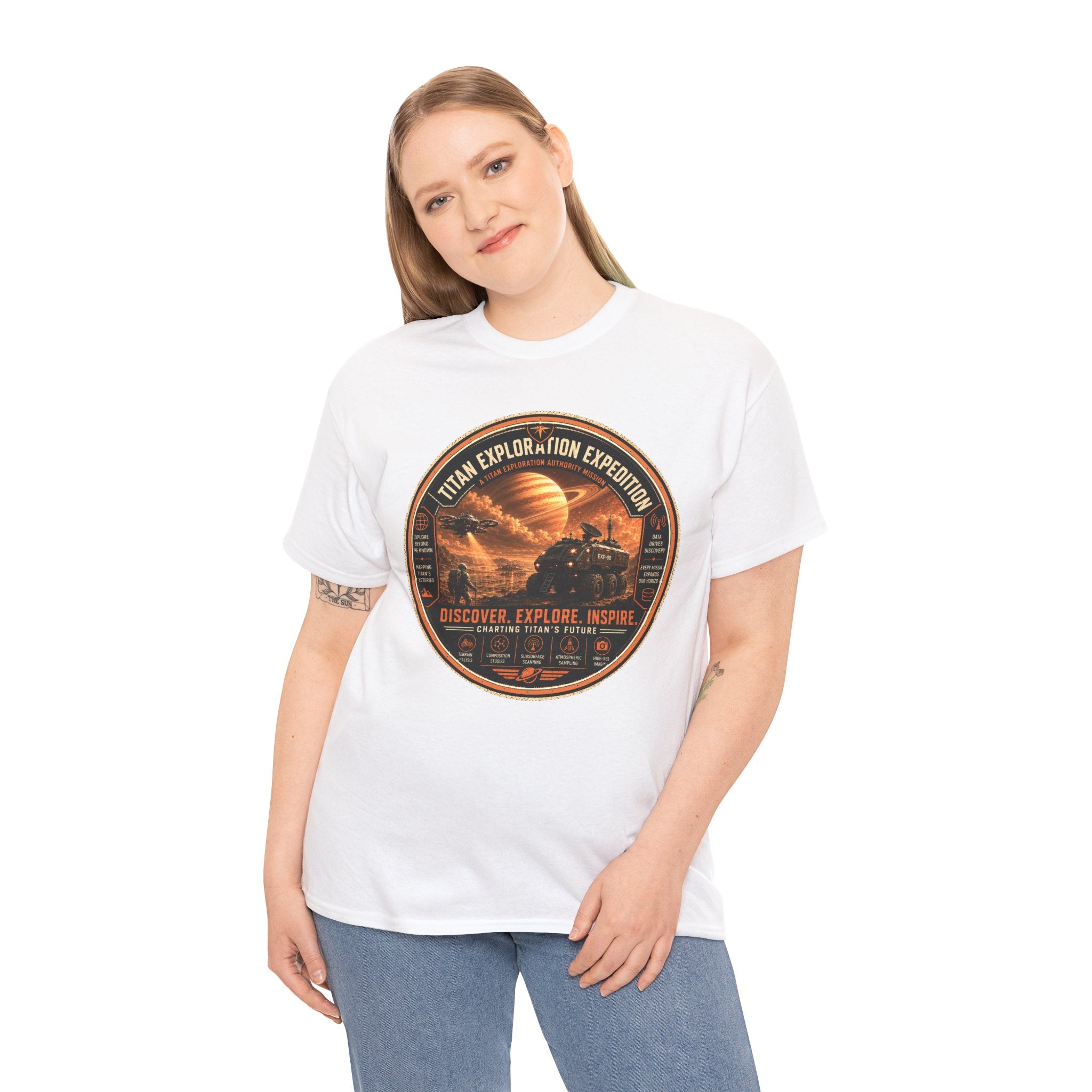 Titan Exploration Expedition T Shirt – Retro Sci Fi Space Adventure Graphic Tee