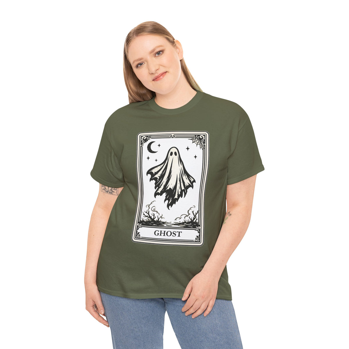 Ghost Tarot Card Halloween Graphic T-Shirt | WildOrbit
