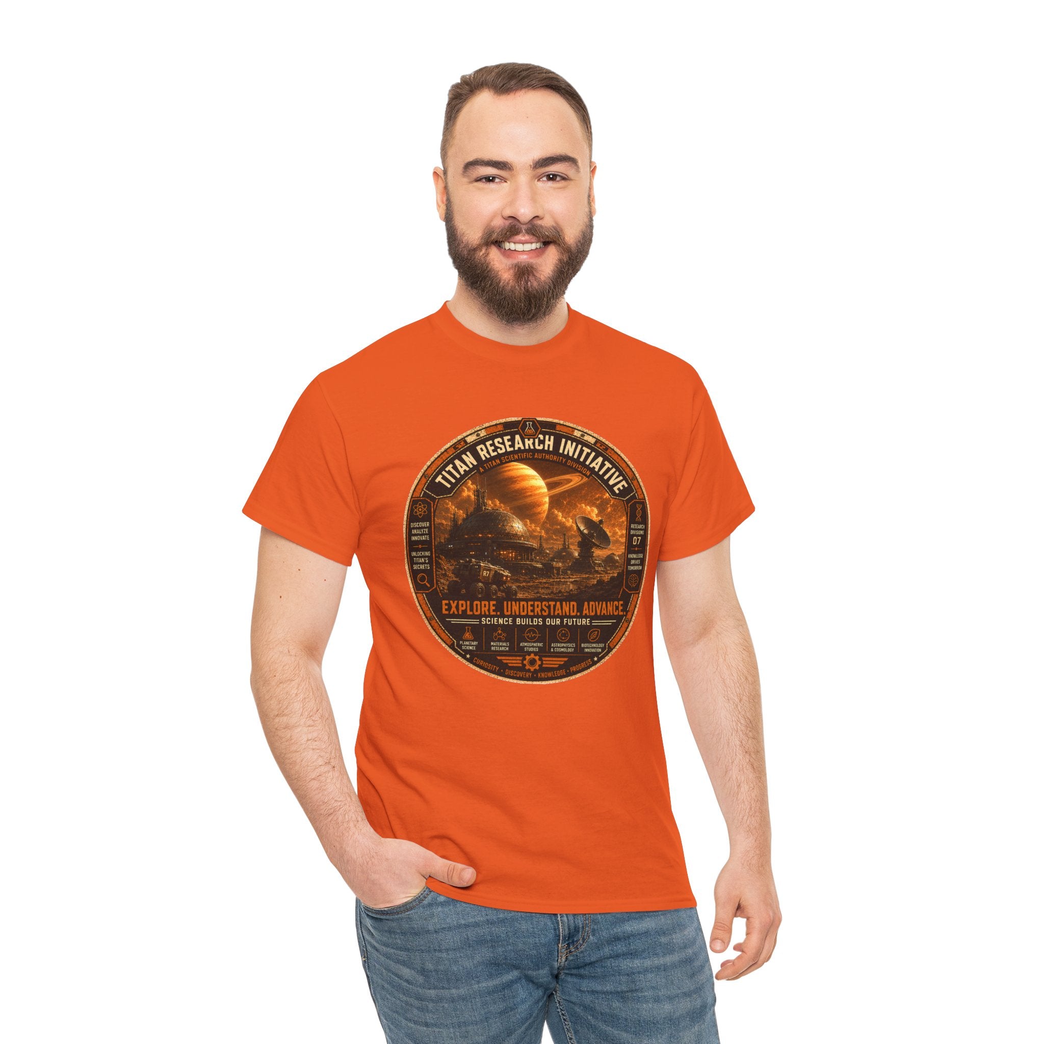 Titan Research Initiative T Shirt – Retro Sci Fi Space Exploration Graphic Tee