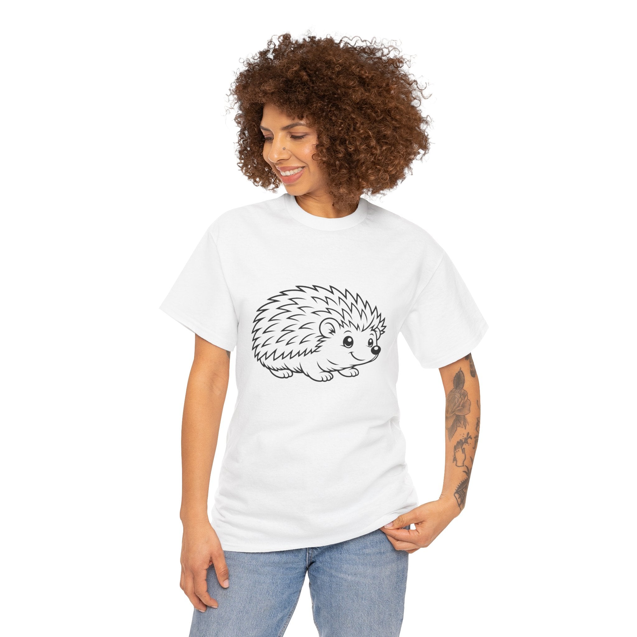 Cute Hedgehog Sketch T Shirt Light – Minimalist Woodland Animal Graphic Tee