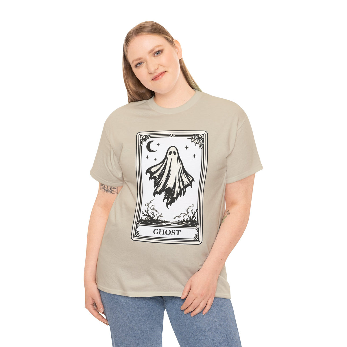 Ghost Tarot Card Halloween Graphic T-Shirt | WildOrbit