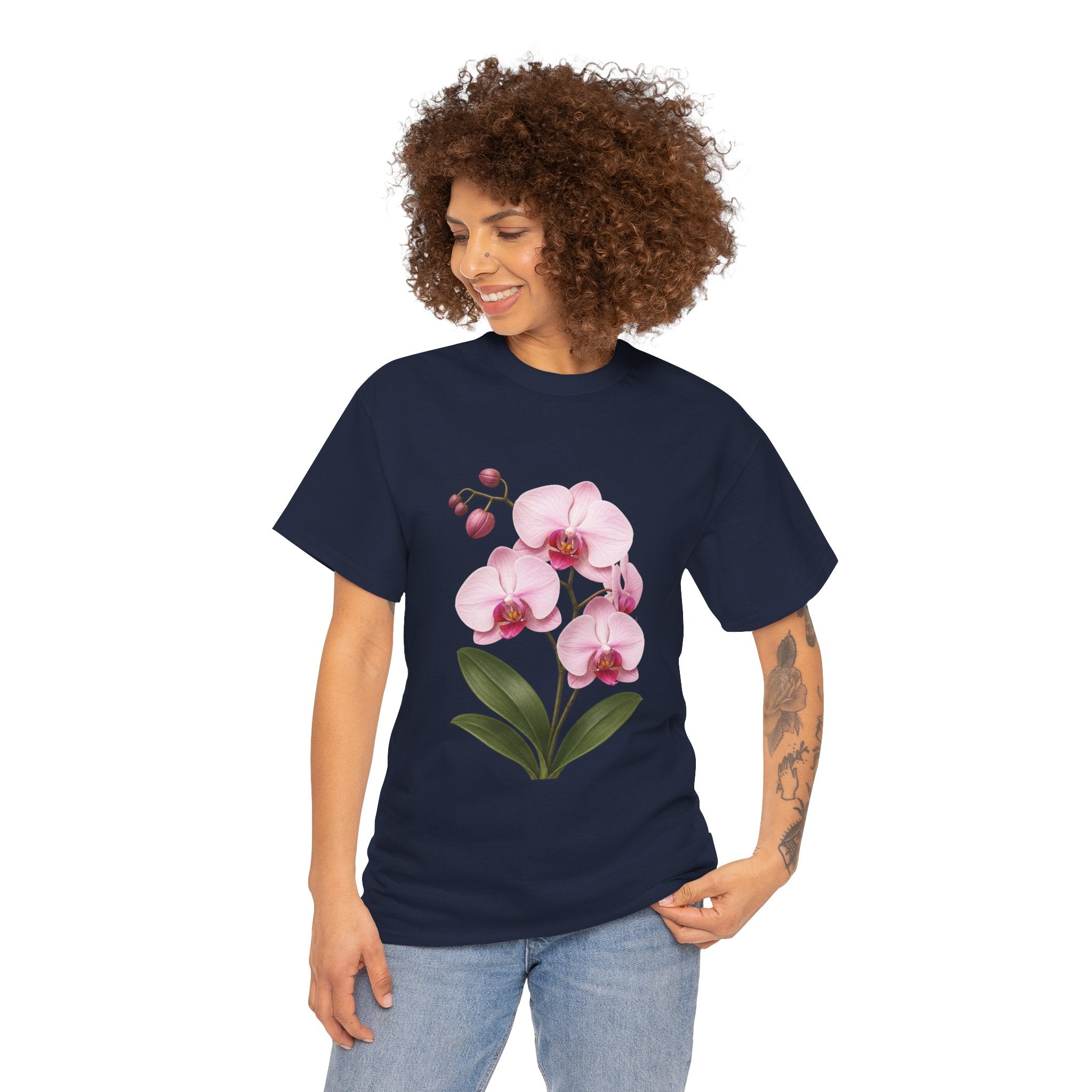 Pink Orchid Flower T Shirt – Elegant Botanical Floral Graphic Tee for Nature Lovers