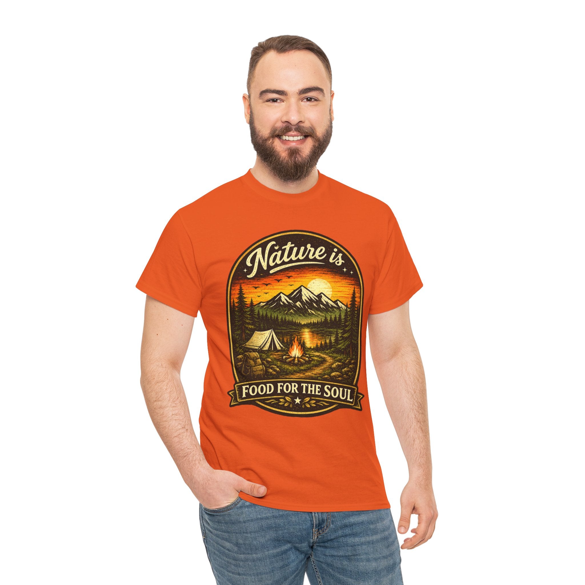 Nature Is Food For The Soul T Shirt – Vintage Camping Graphic Tee for Outdoor Lovers