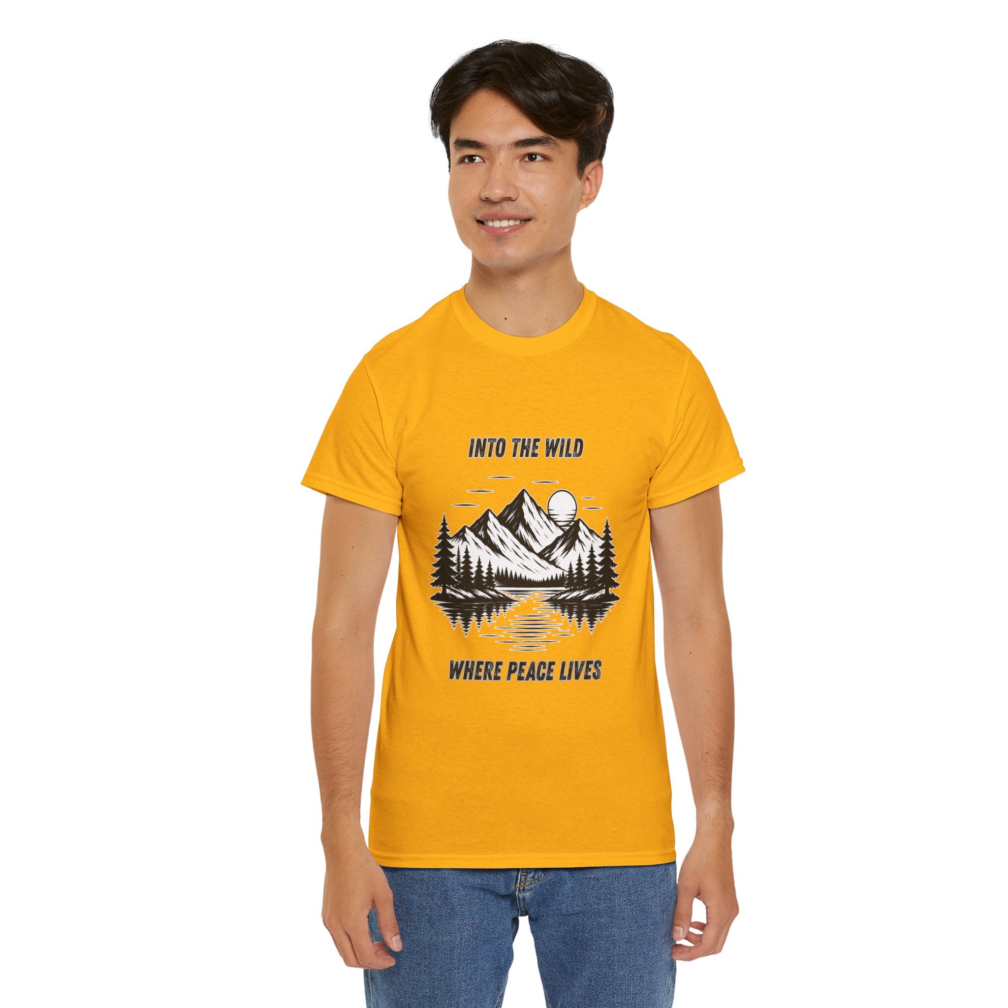 Into The Wild Where Peace Lives T Shirt – Vintage Mountain Hiking Camping Adventure Tee