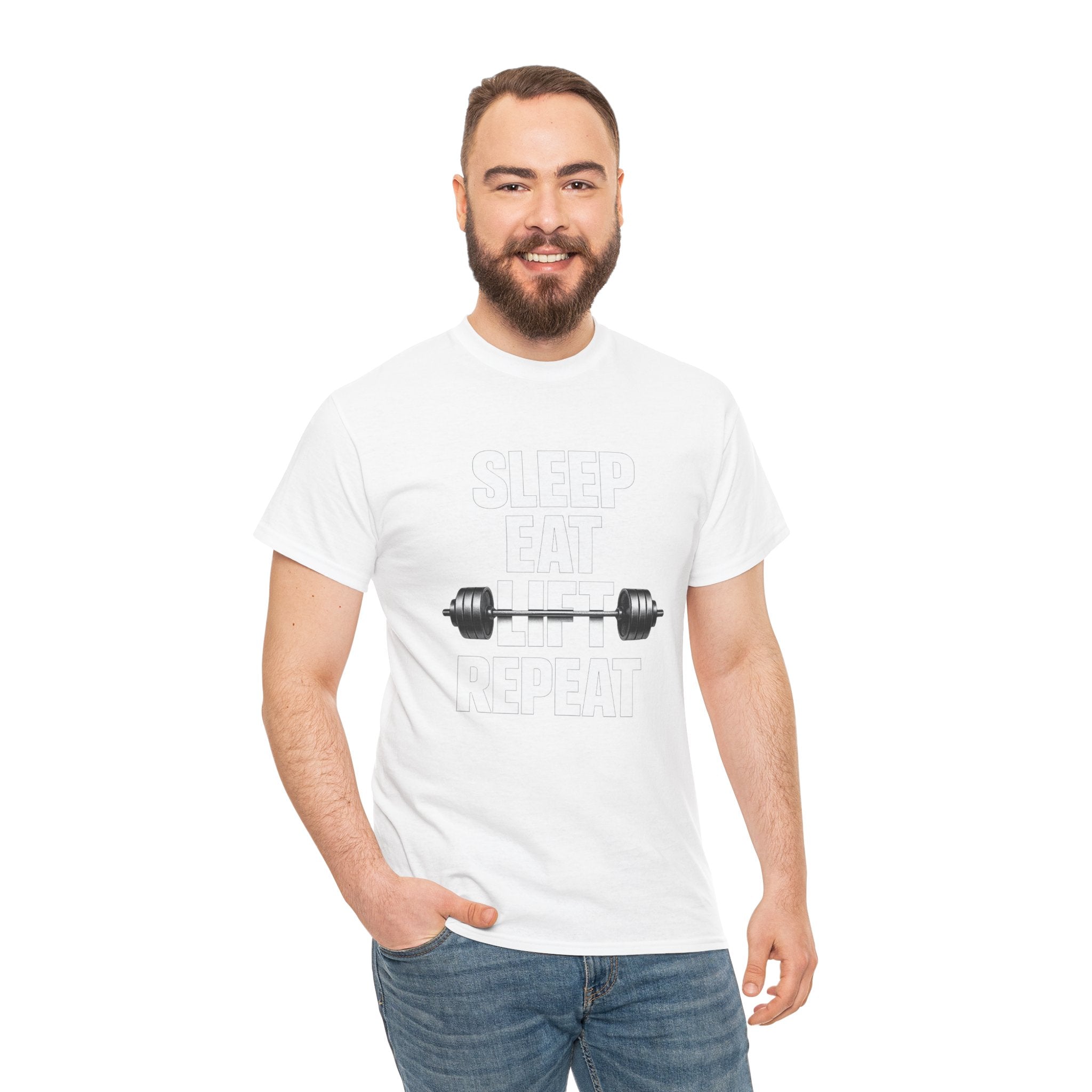 Sleep Eat Lift Barbell Repeat T-Shirt | Powerlifting Gym Shirt | Weightlifting Gift for Men and women