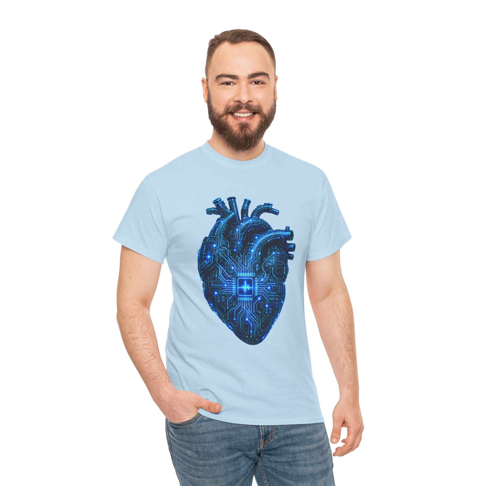 Synthetic Heart Cyberpunk Graphic T-Shirt | WildOrbit