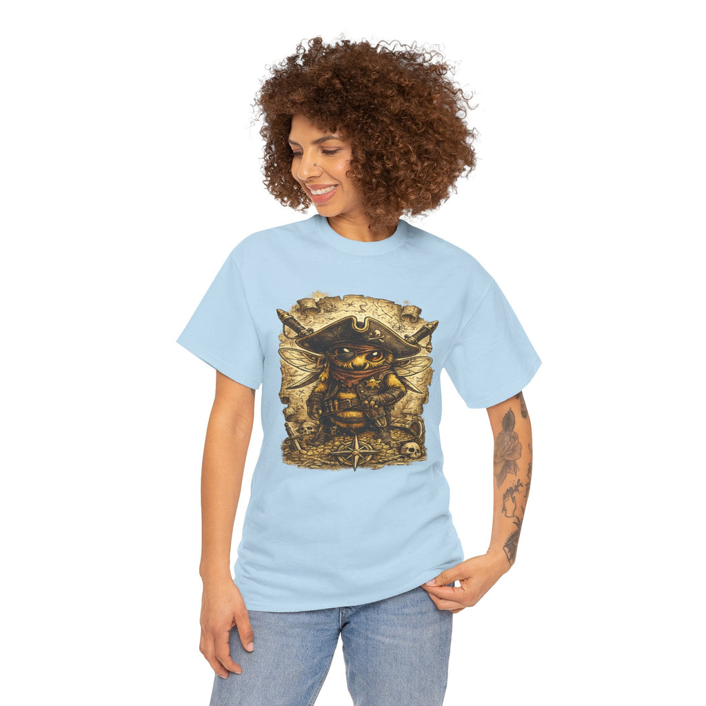 Pirate Bee Graphic T Shirt – Vintage Treasure Map Cartoon Bee Tee