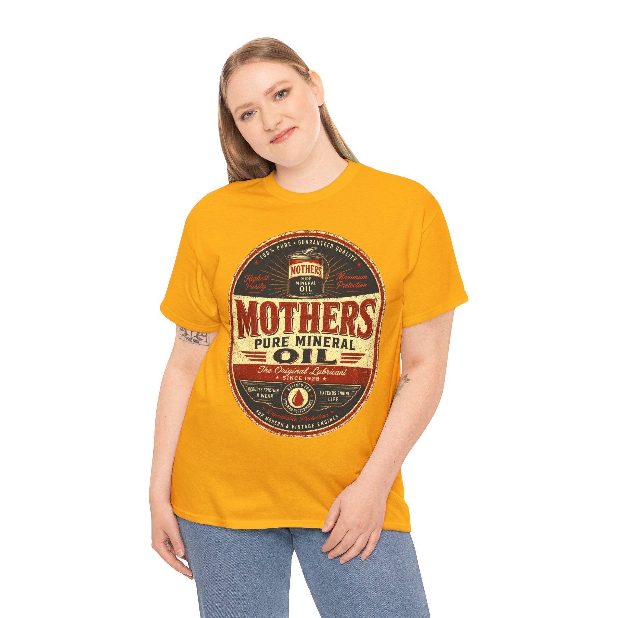 Mothers Pure Mineral Oil Vintage T Shirt – Retro Automotive Garage Graphic Tee for Car Enthusiasts