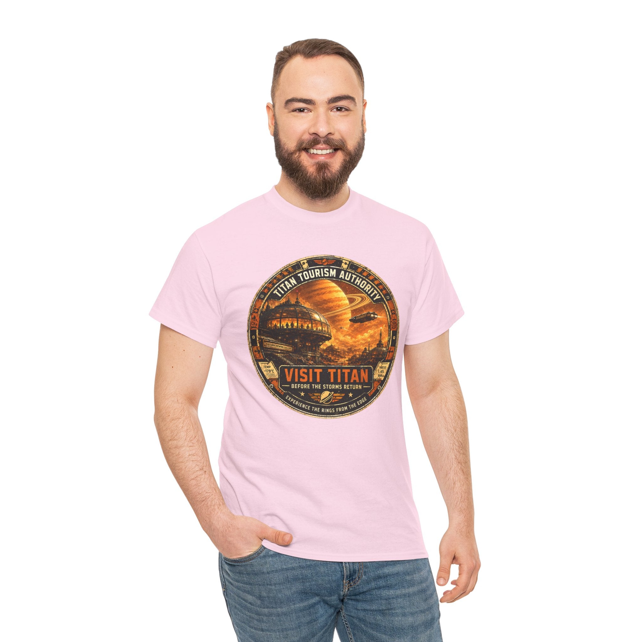 Visit Titan Vintage Space Travel T Shirt – Retro Sci Fi Graphic Tee