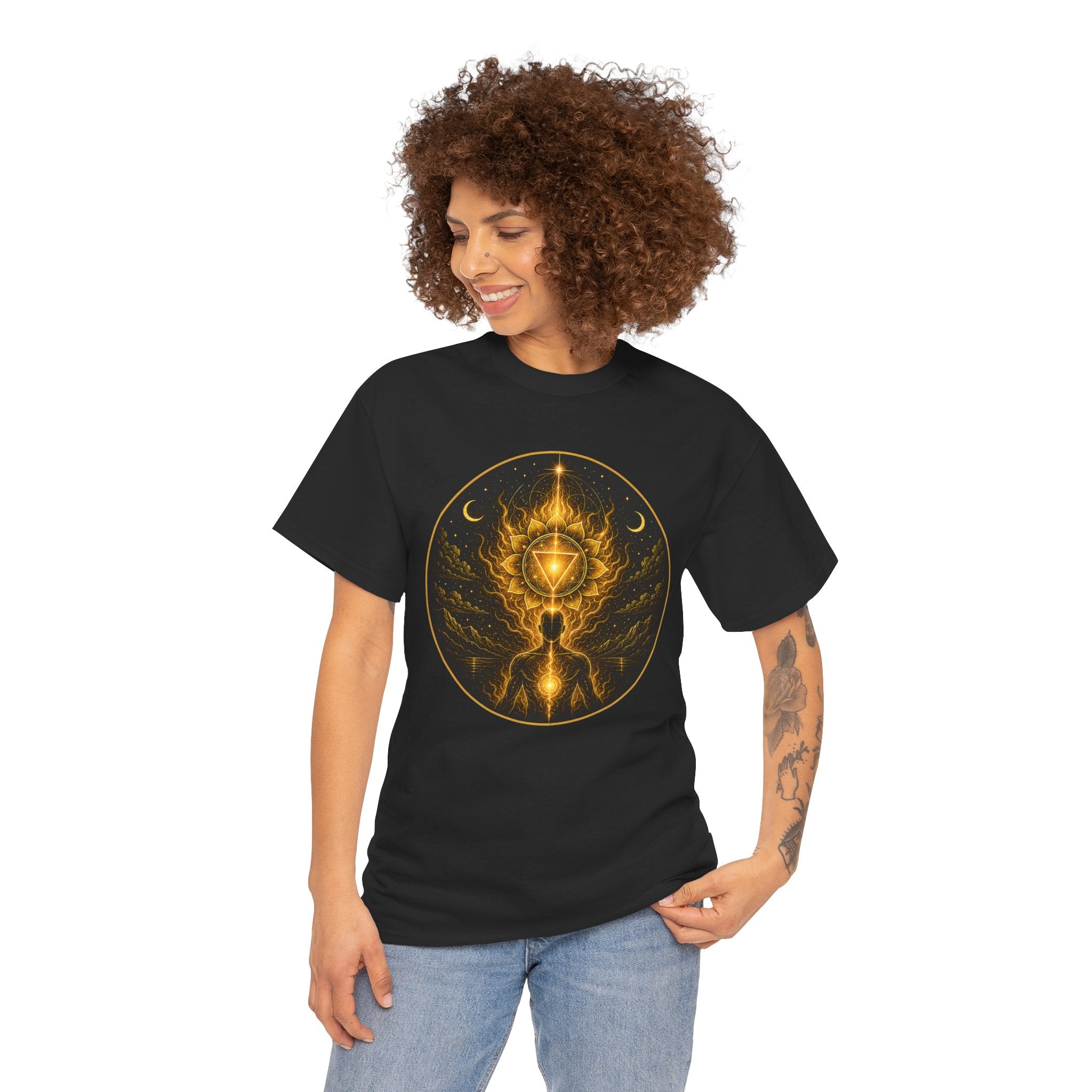 Solar Plexus Fire Illustrated T-Shirt – Chakra Energy Sacred Geometry Graphic Tee