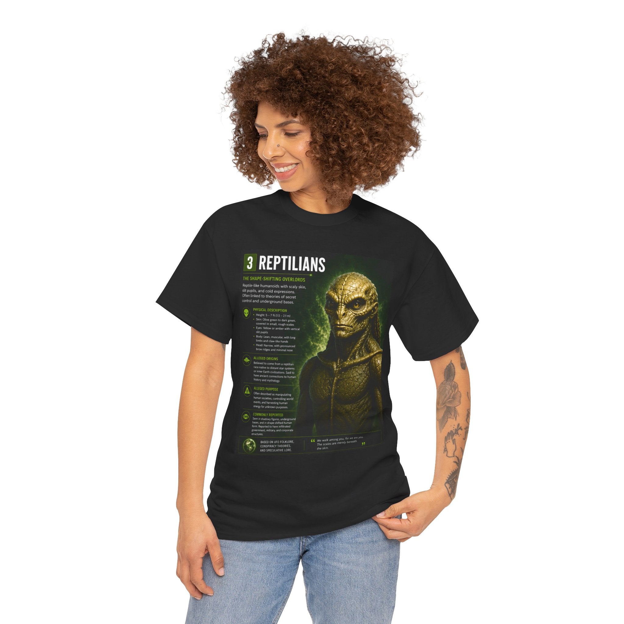 Reptilian Alien T-Shirt – Ancient Aliens UFO Informational Graphic Tee