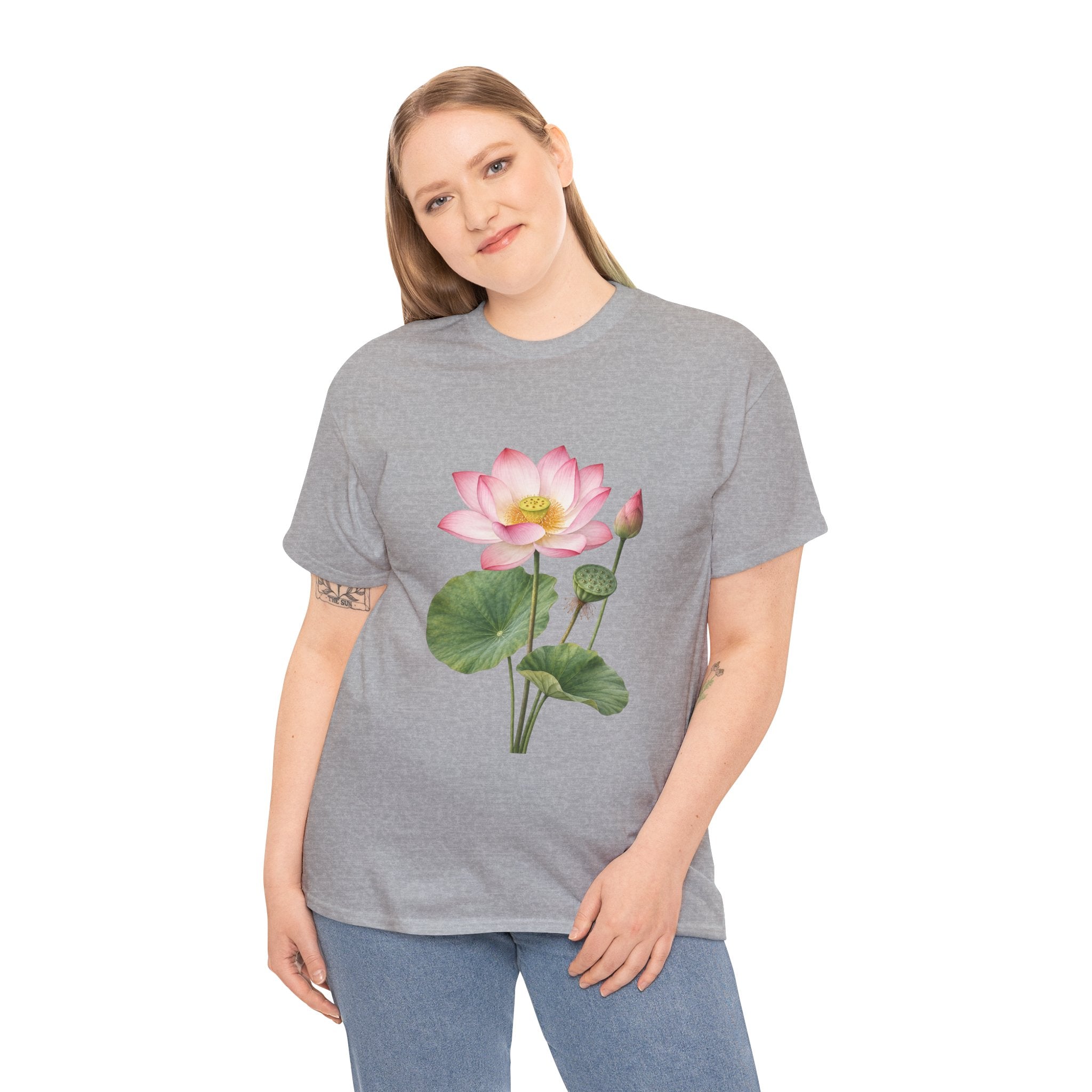 Pink Lotus Flower T Shirt – Botanical Floral Graphic Tee for Yoga, Meditation & Nature Lovers