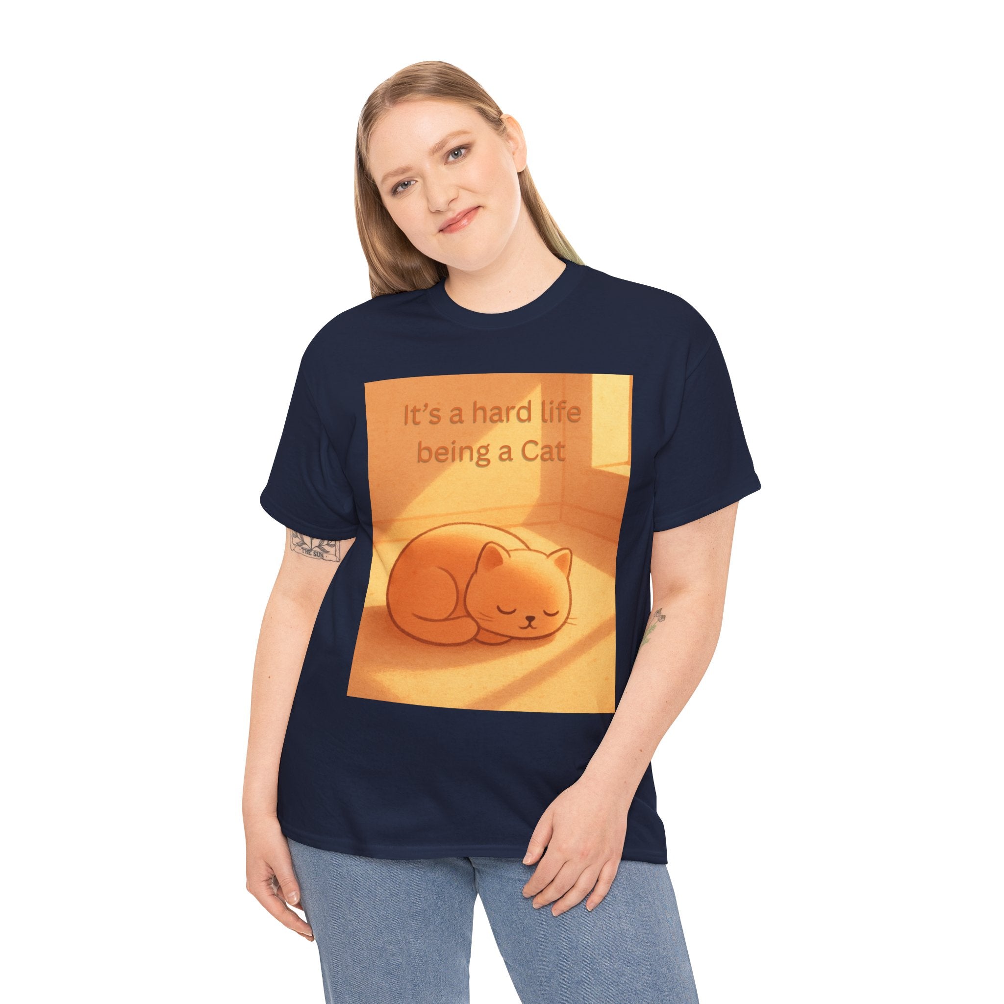 Funny Sleeping Cat T Shirt – It’s a Hard Life Being a Cat Cozy Cat Graphic Tee