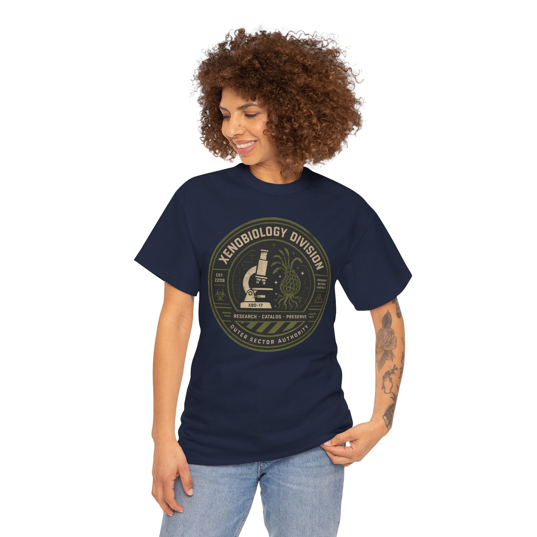 Xenobiology Division T Shirt – Retro Sci Fi Microbiology Research Graphic Tee